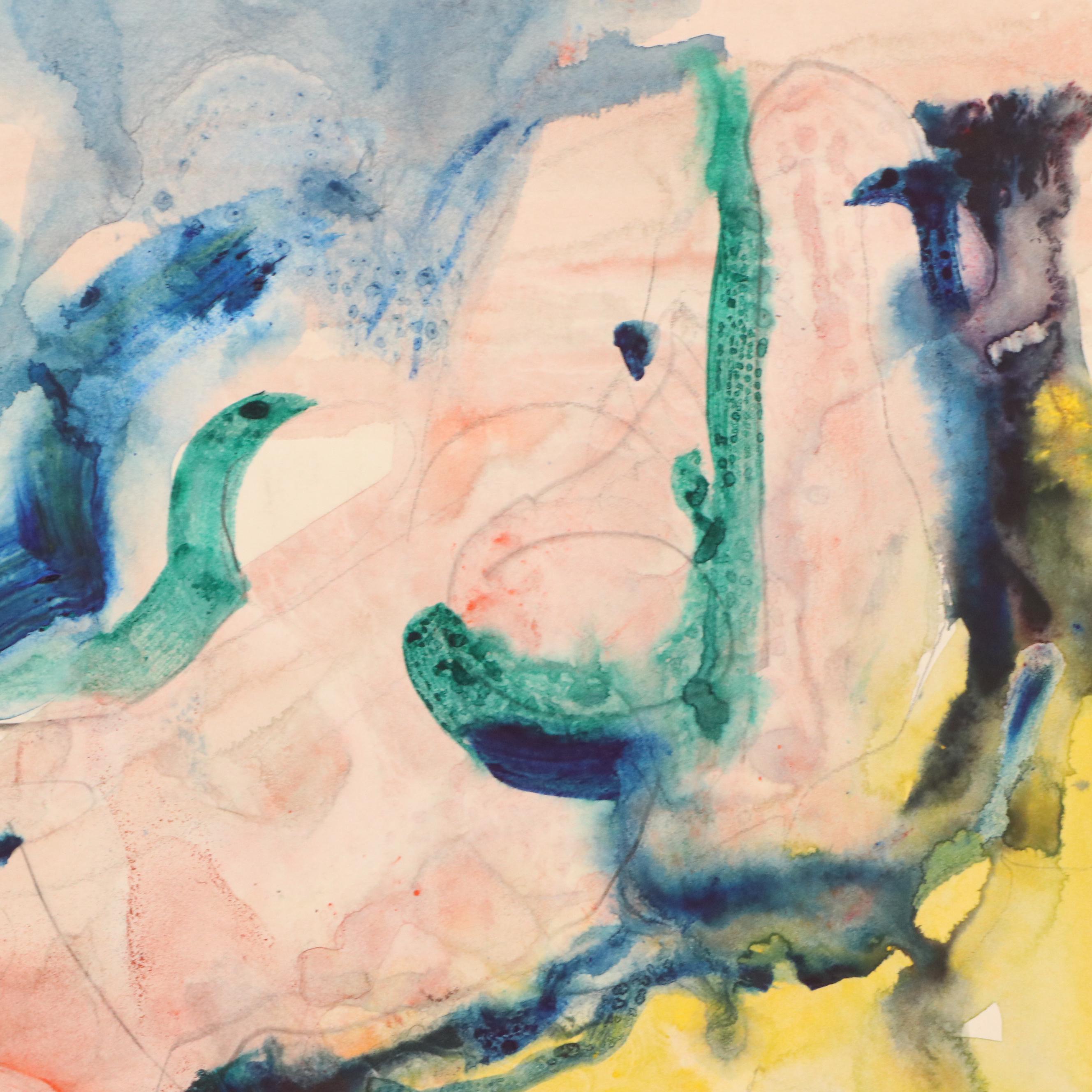 Jack Meanwell Modern Figural Watercolor Painting, 1982