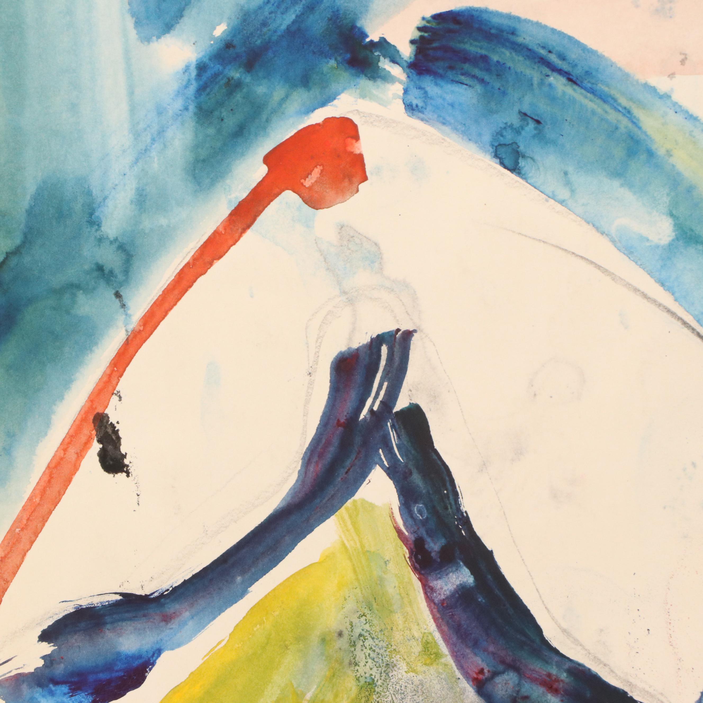 Jack Meanwell Modern Figural Watercolor Painting, 1982