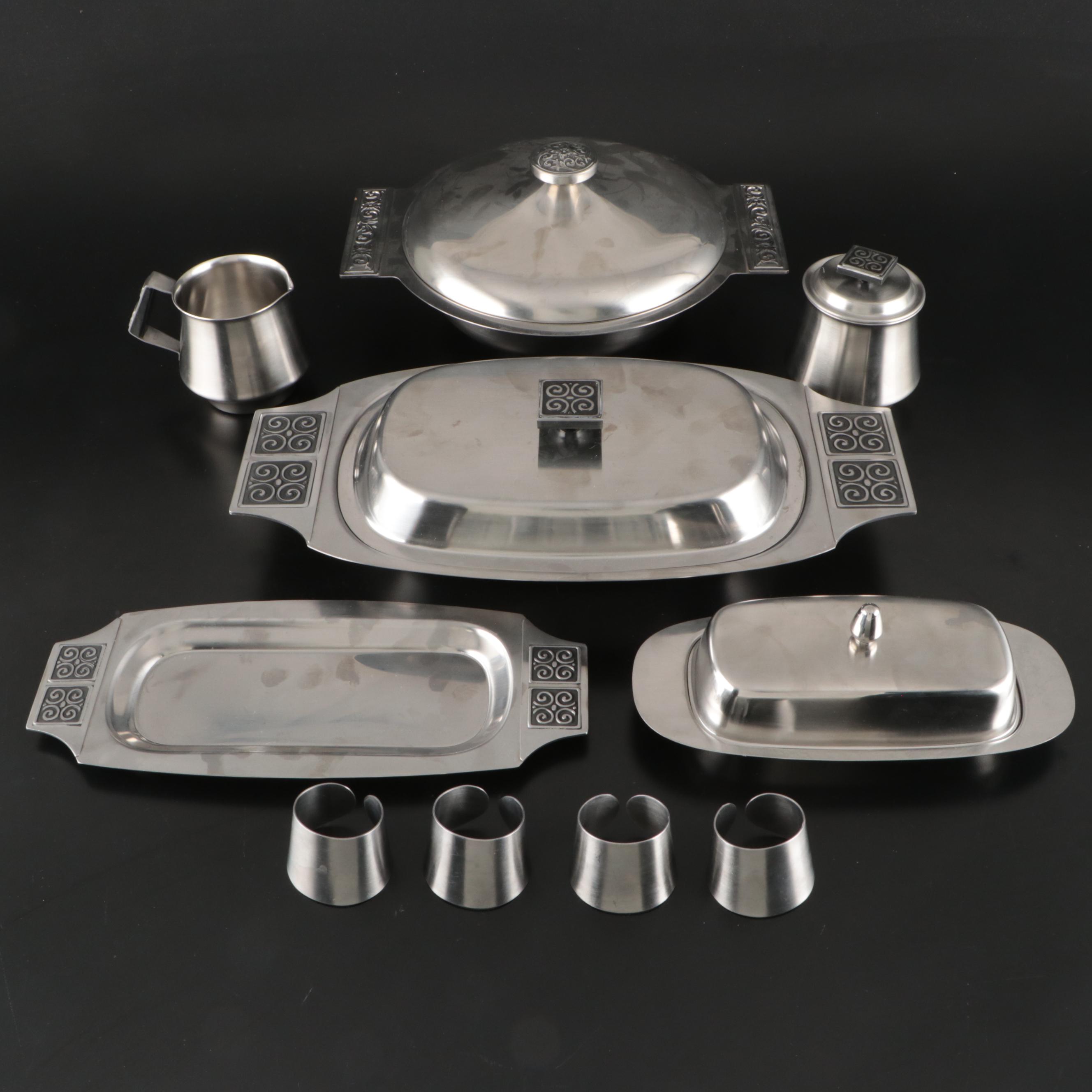 Rogers Insilco Stainless Steel Serving Dishes and Napkin Rings
