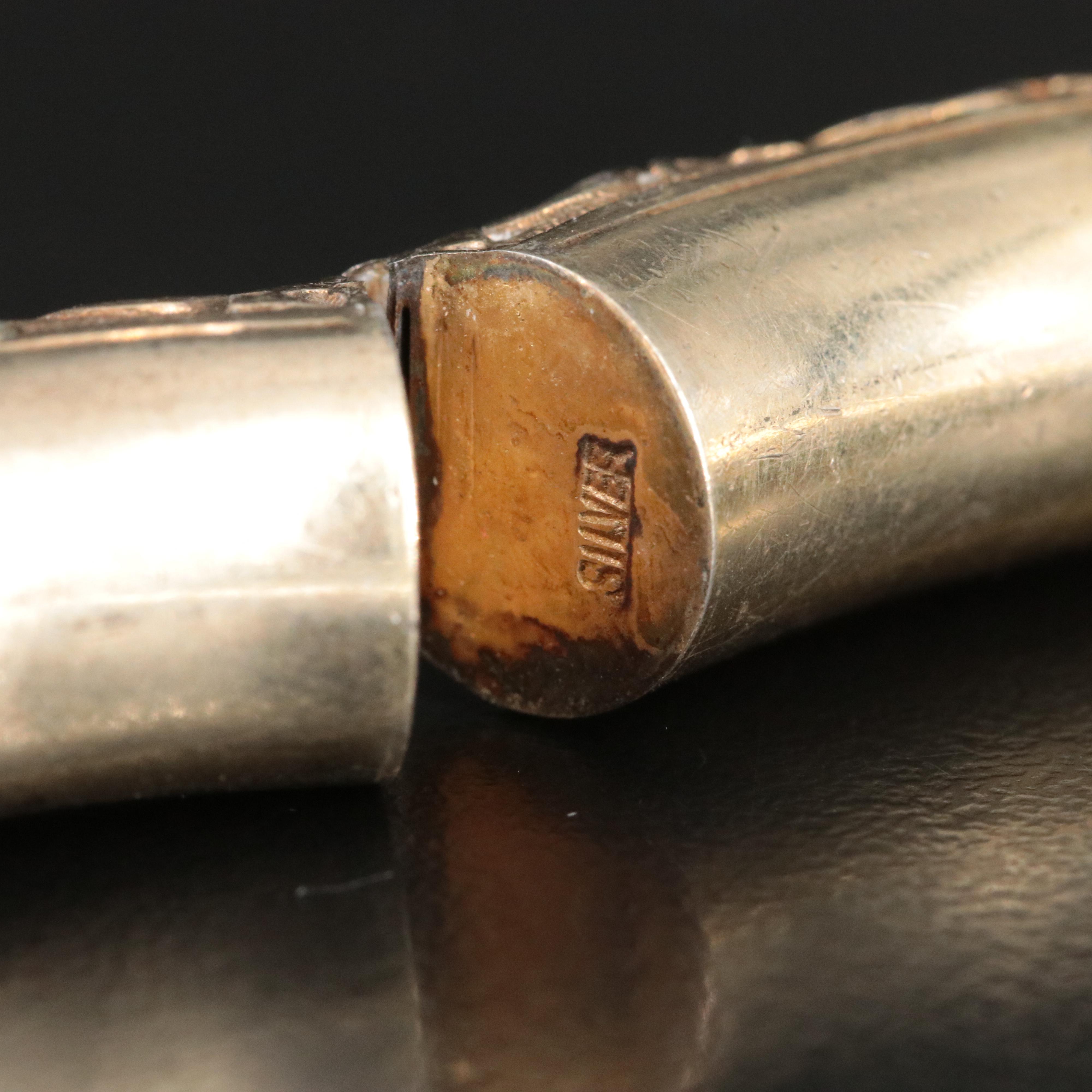 Chinese Sterling Jadeite  and Repousse Bracelet