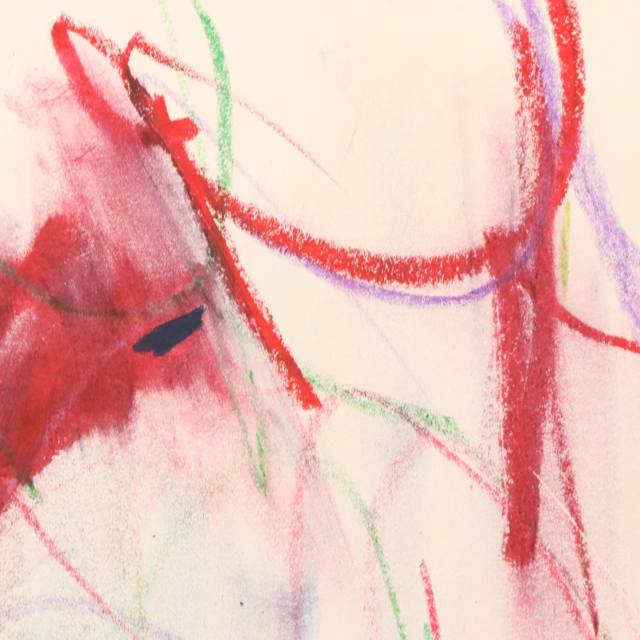 Jack Meanwell Modern Figural Oil Pastel Drawing, 1979