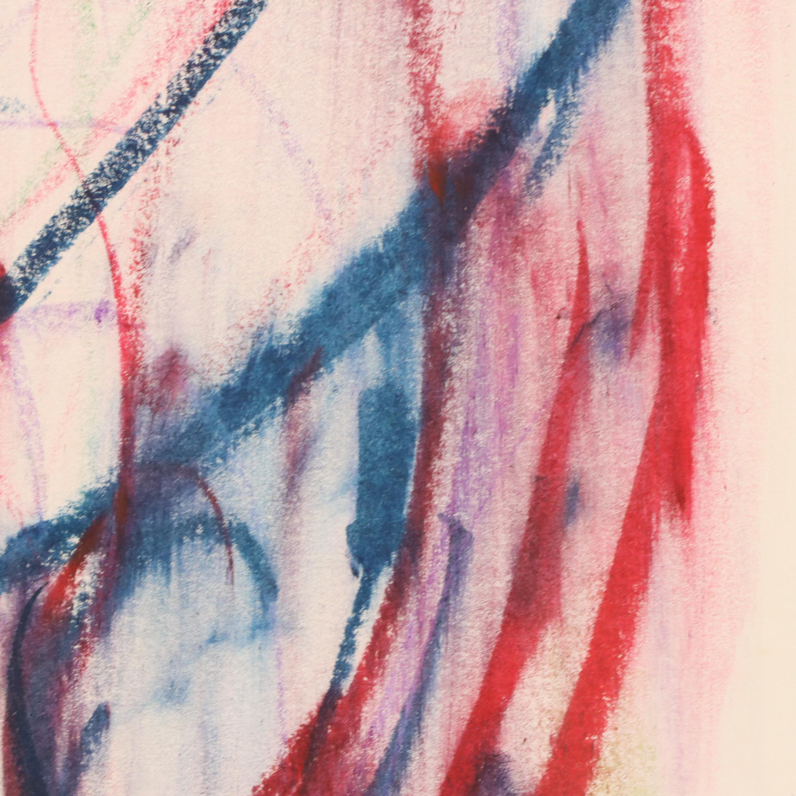 Jack Meanwell Modern Figural Oil Pastel Drawing, 1979