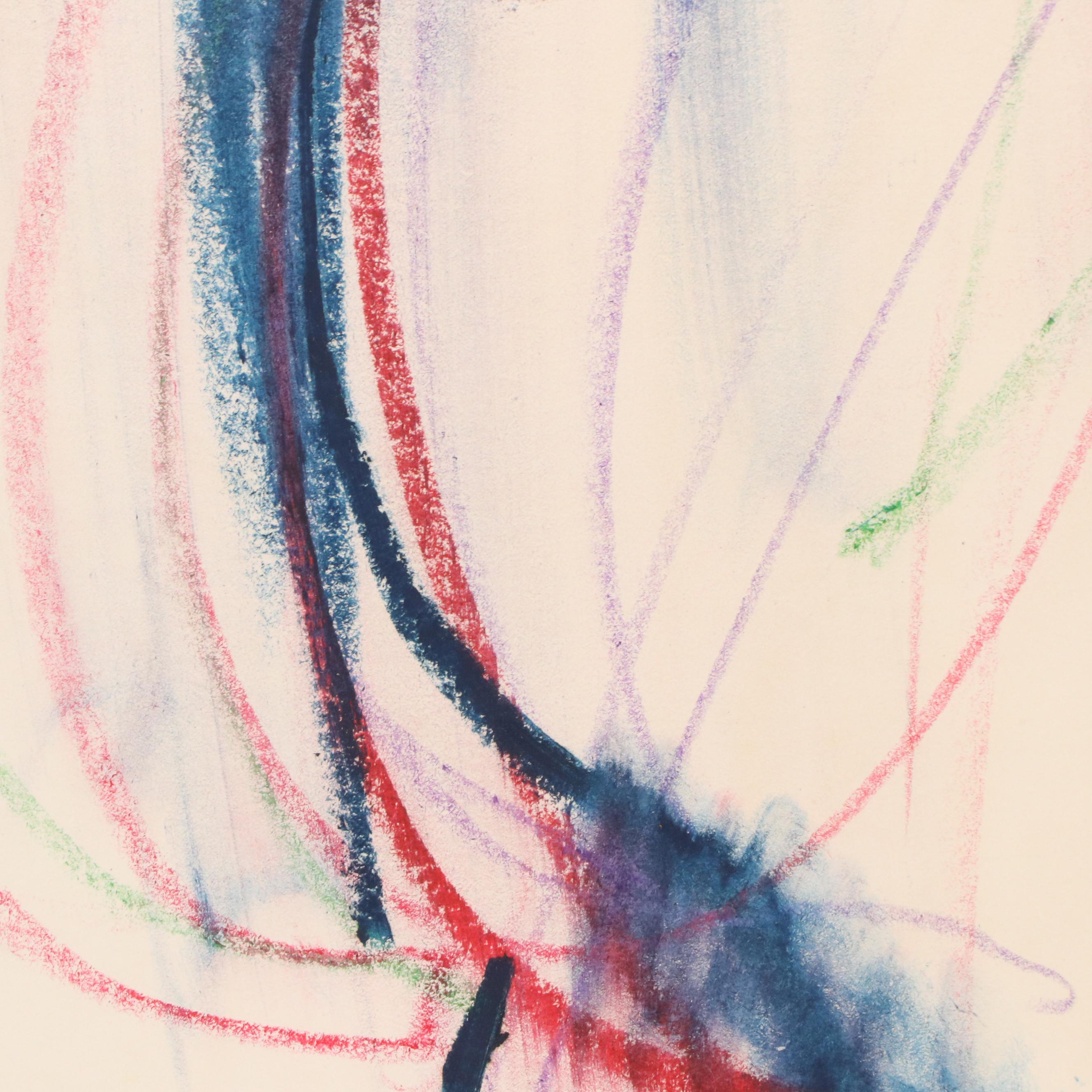 Jack Meanwell Modern Figural Oil Pastel Drawing, 1979