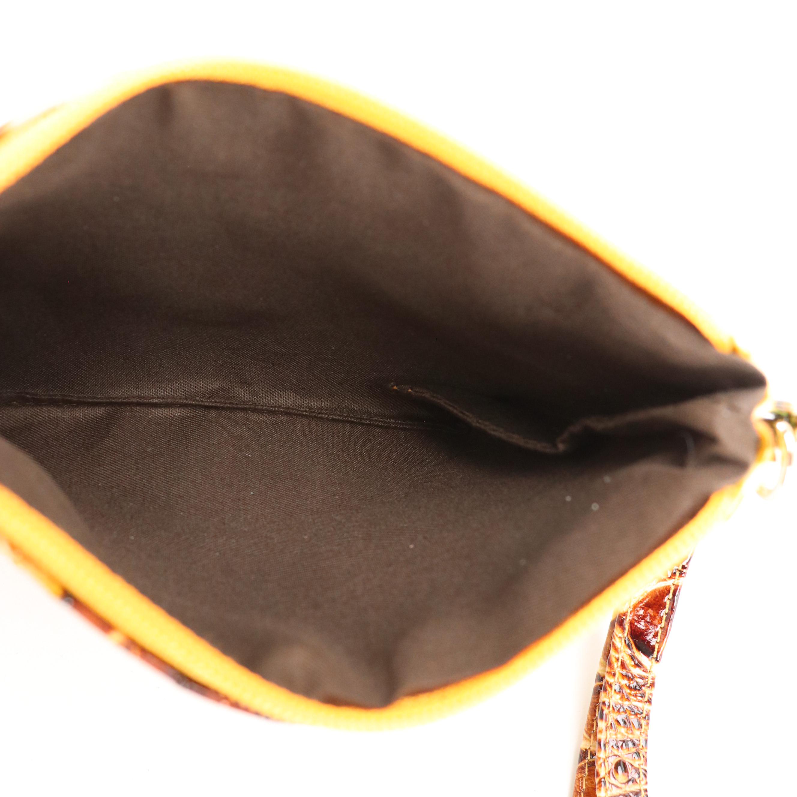 Two-Way Multicolor Croc Embossed Tote Bag with Zip Pouch and Flower Bag Charm