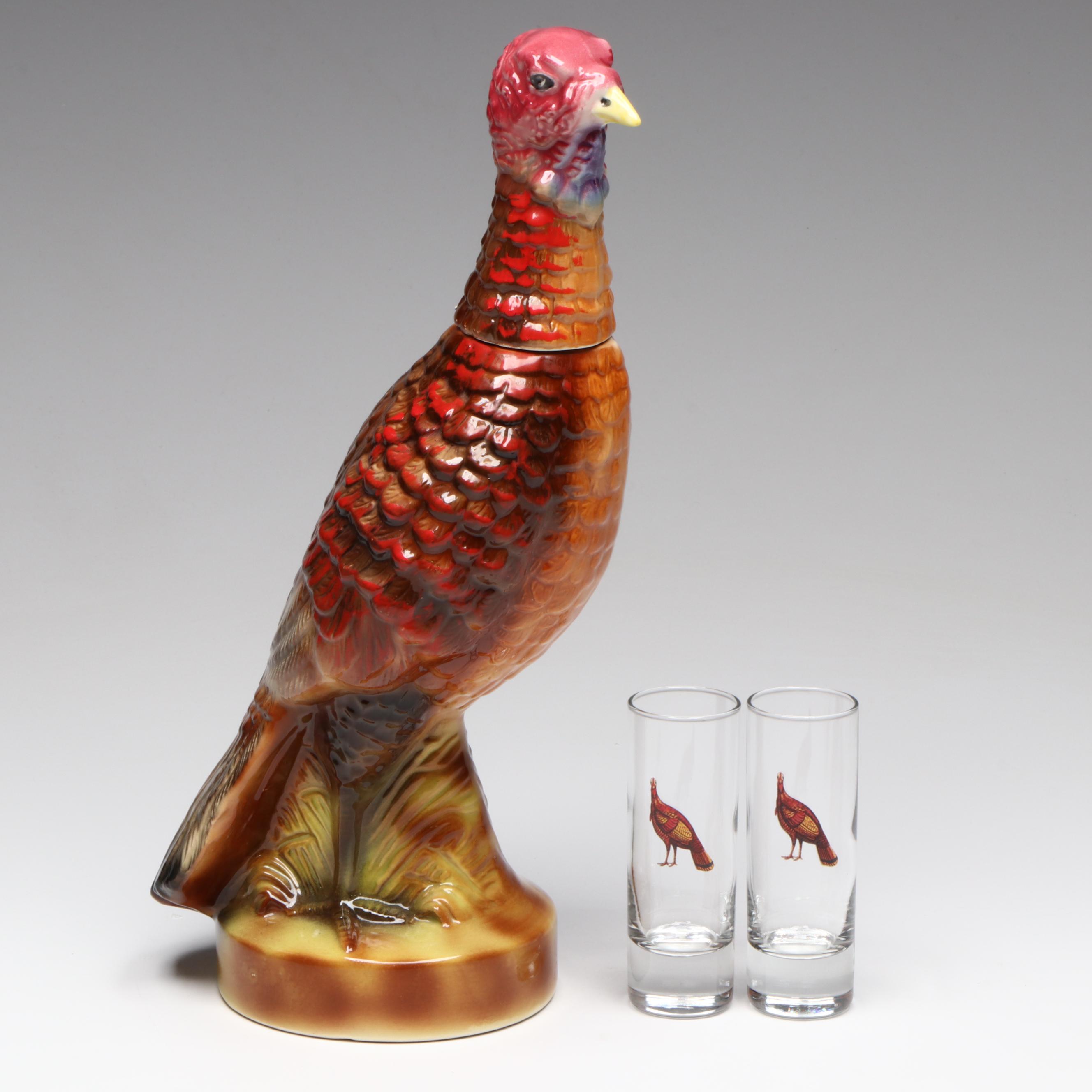 Austin Nichols for Wild Turkey Ceramic Decanter with Shot Glasses