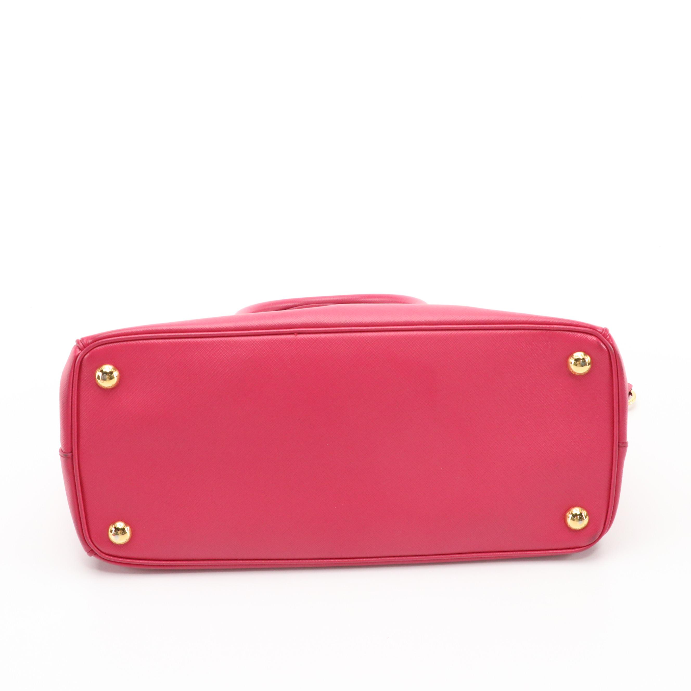 Prada Medium Galleria Double Zip Two-Way Bag in Pink Saffiano Leather