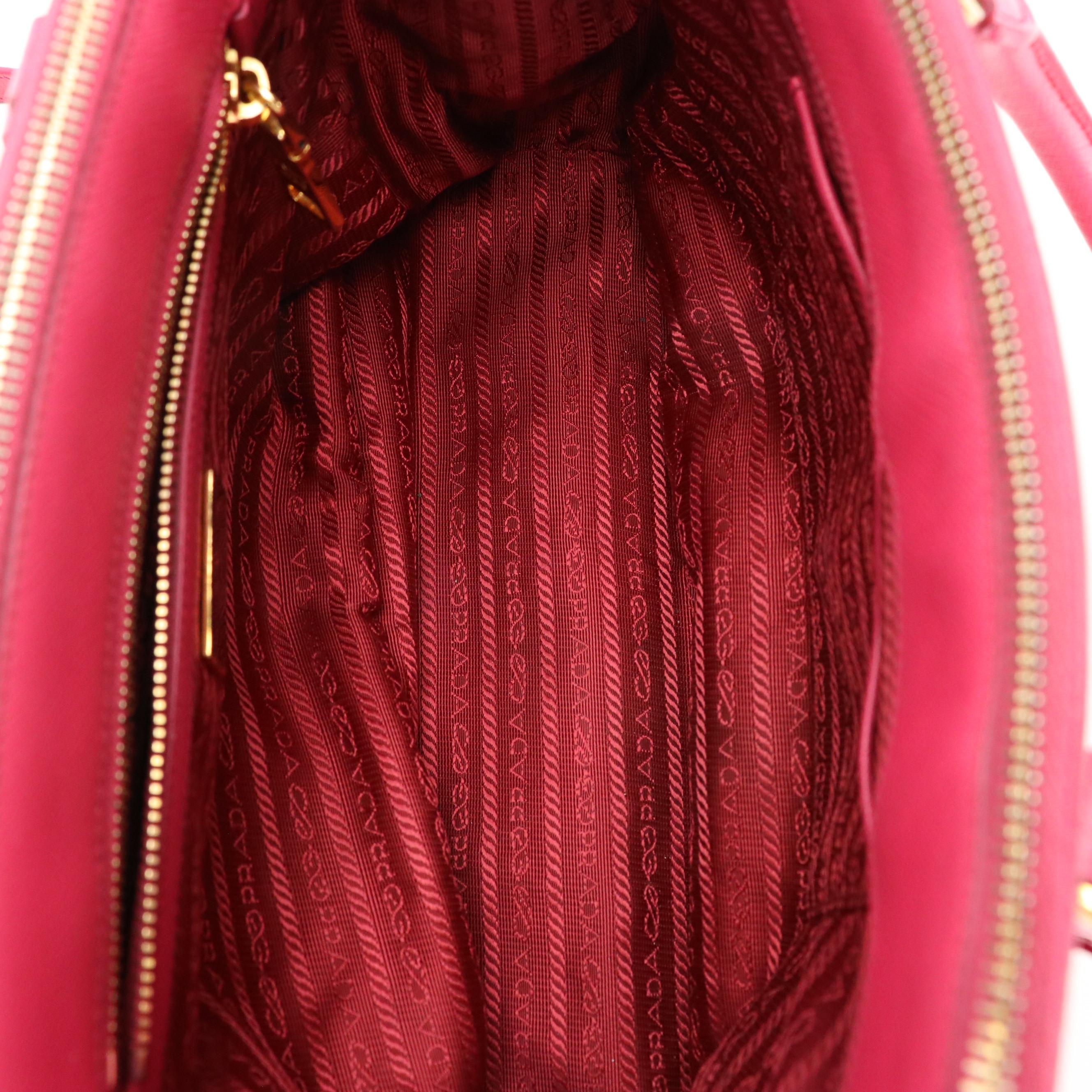 Prada Medium Galleria Double Zip Two-Way Bag in Pink Saffiano Leather