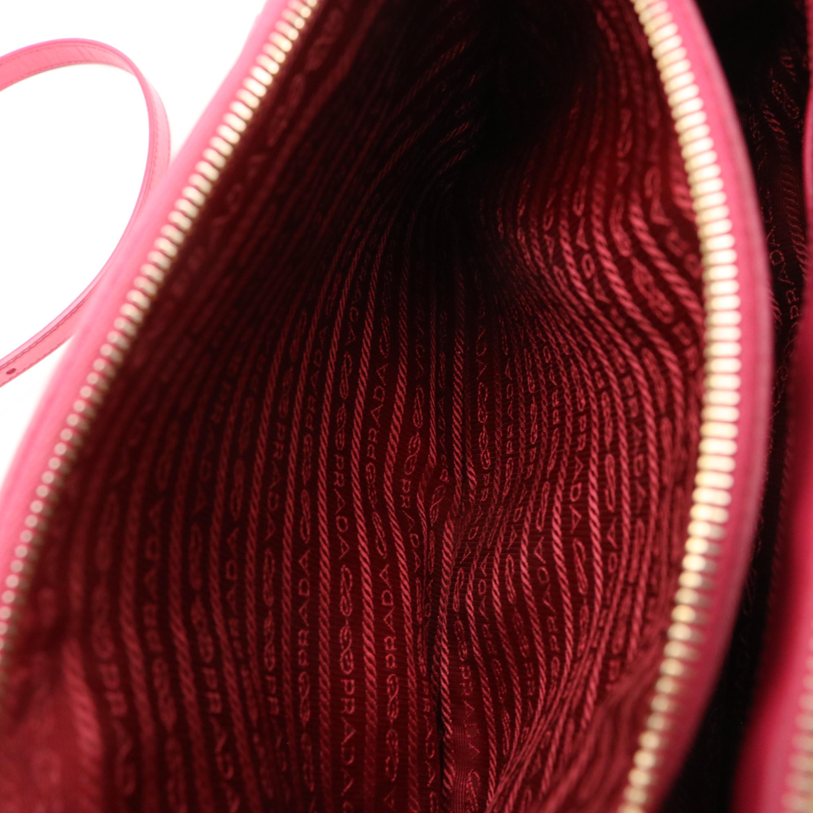 Prada Medium Galleria Double Zip Two-Way Bag in Pink Saffiano Leather