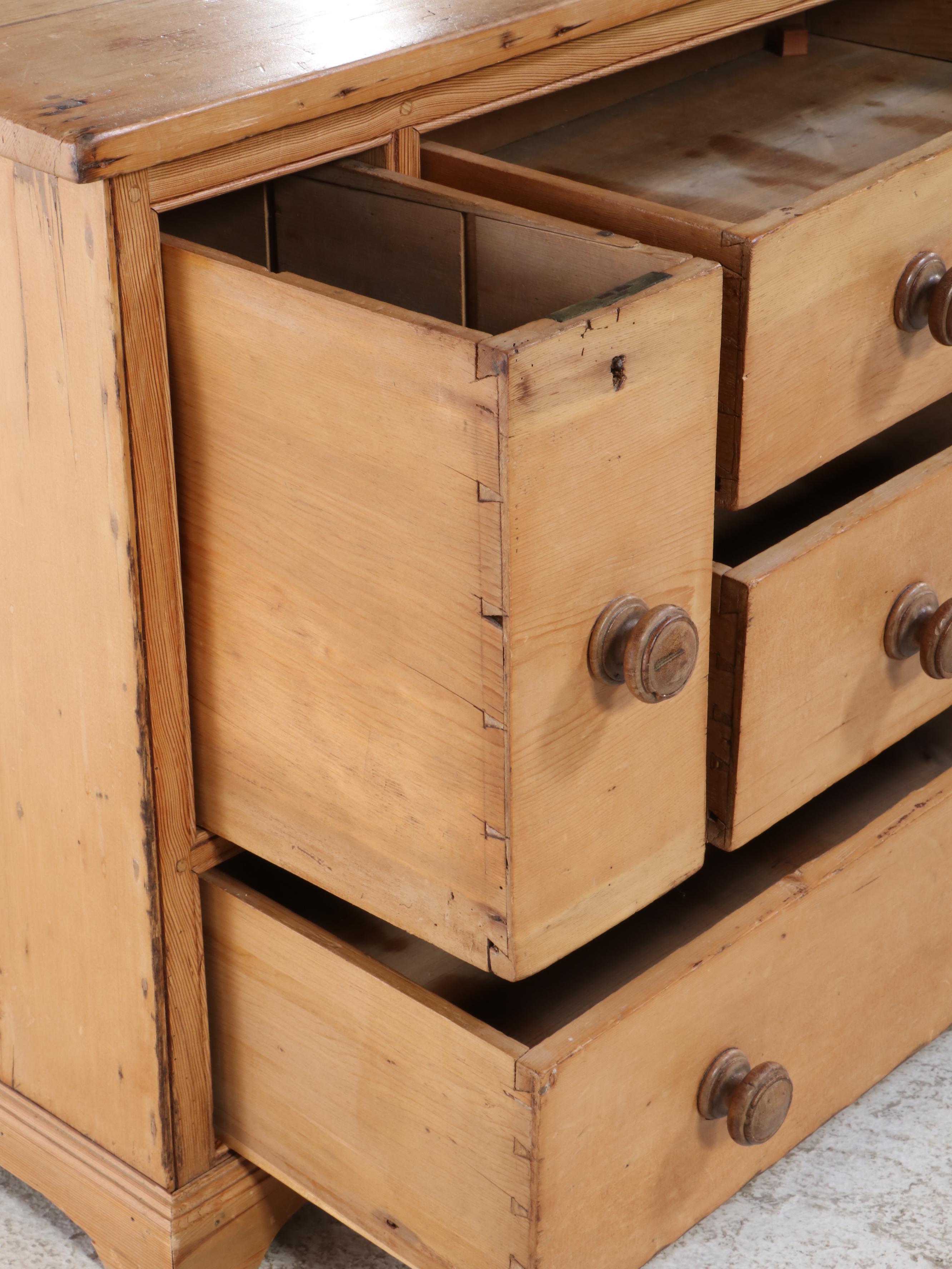 Primitive Style Pine Chest of Drawers, 19th Century