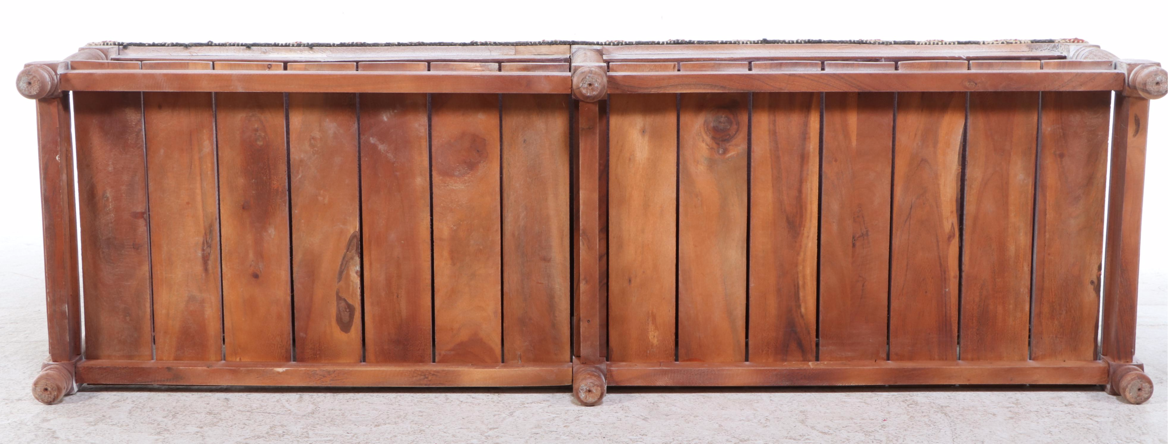 Handwoven Kilim Upholstered Wood Bench