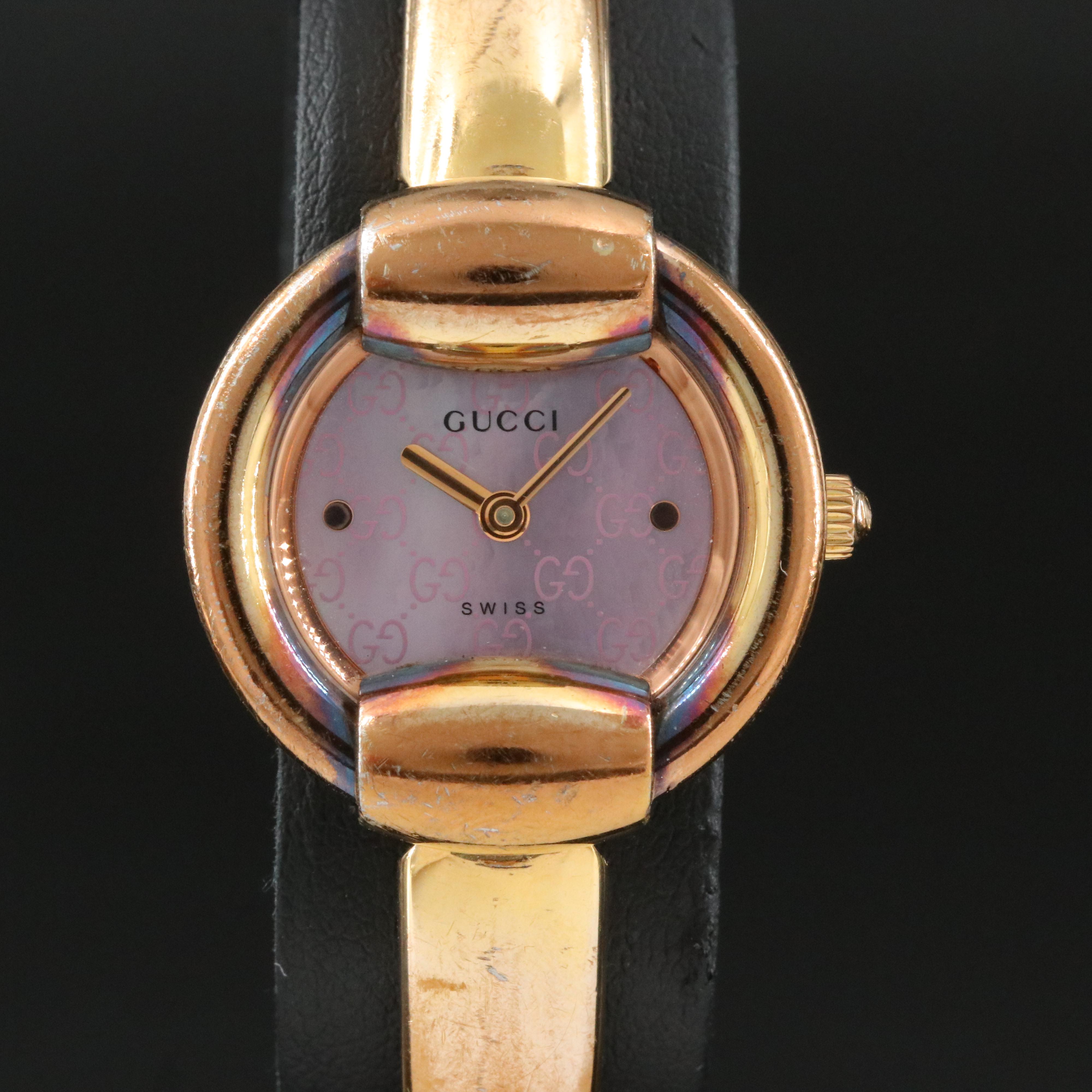 Gucci 1400L Pink Dial 25.5mm Gold-Plated Quartz Watch