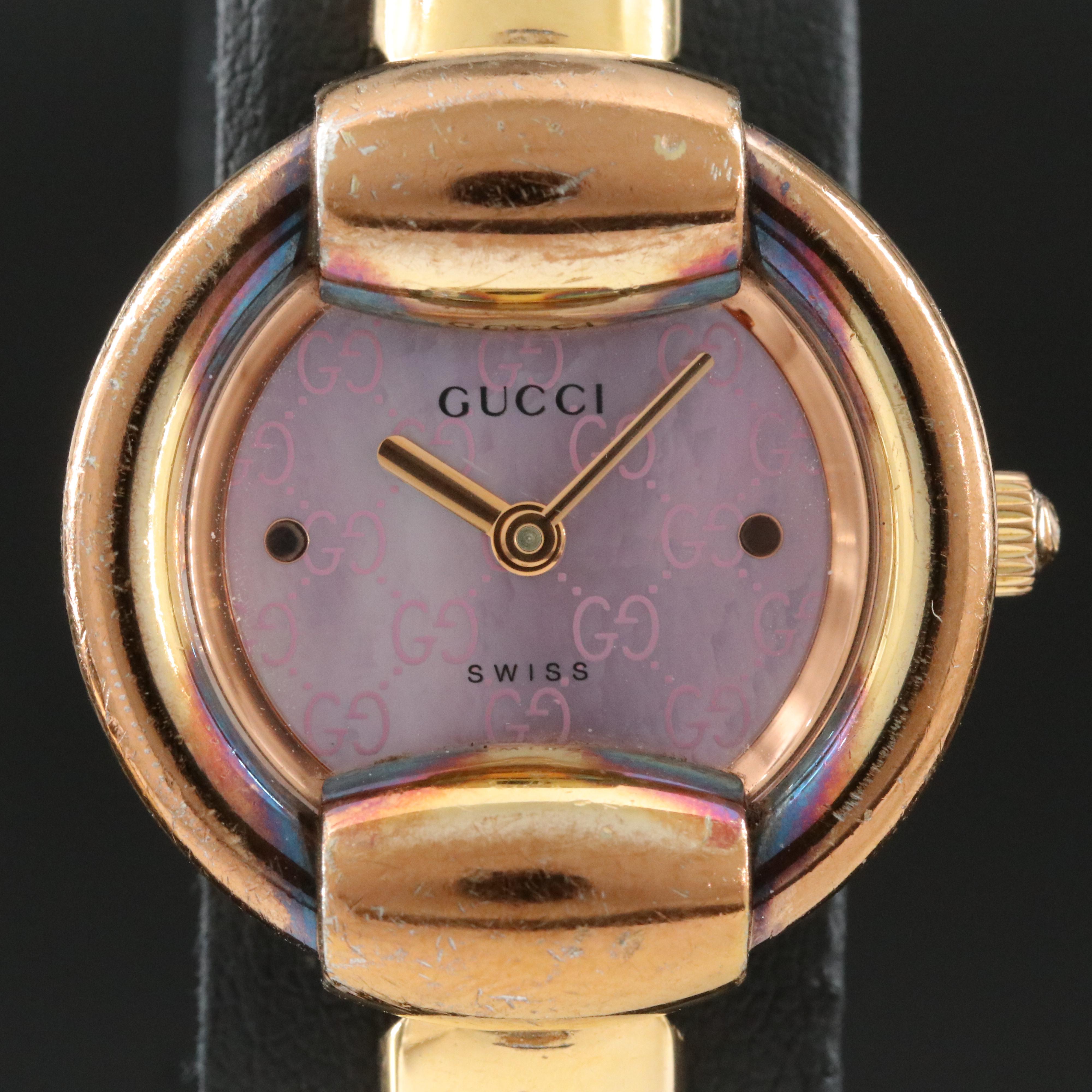 Gucci 1400L Pink Dial 25.5mm Gold-Plated Quartz Watch