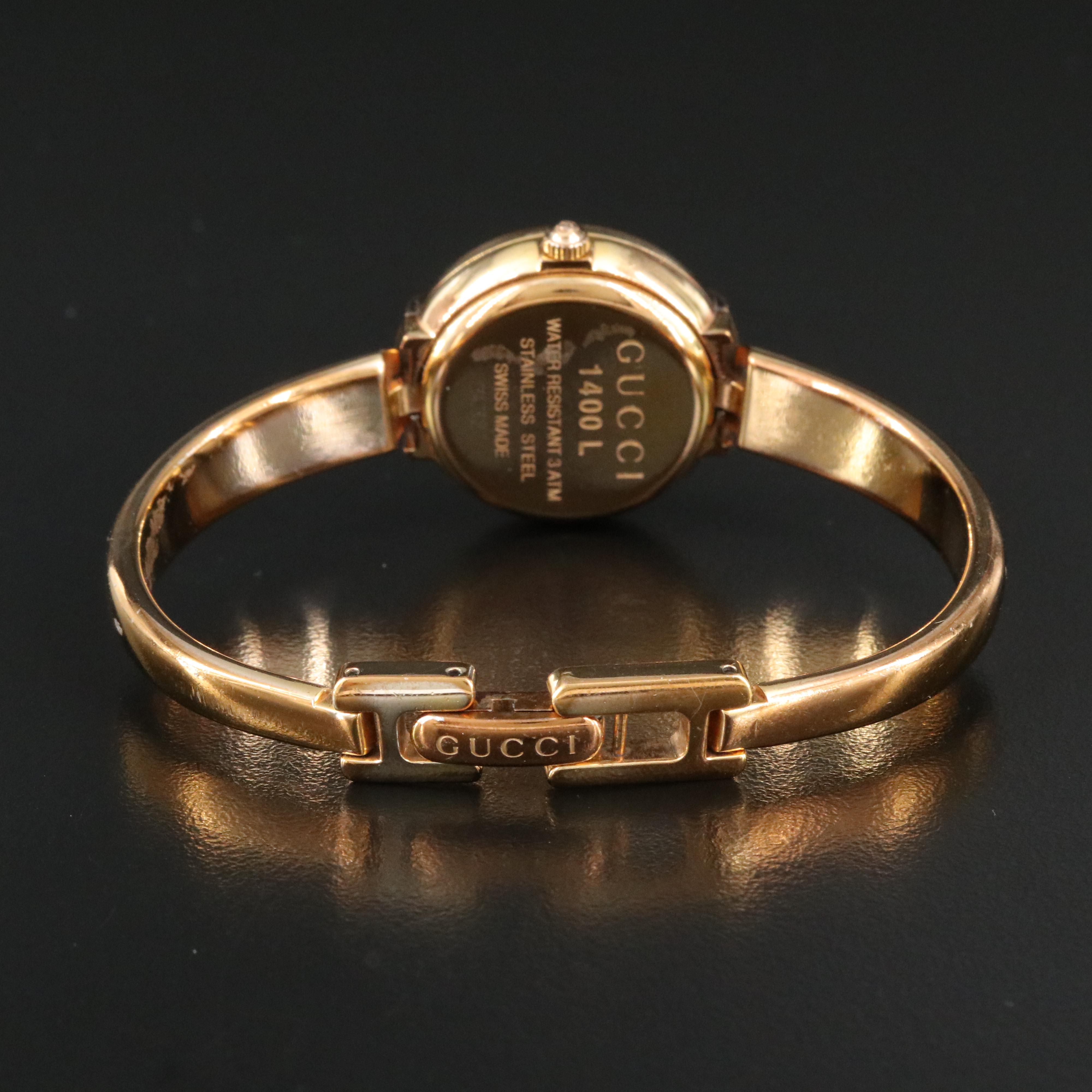 Gucci 1400L Pink Dial 25.5mm Gold-Plated Quartz Watch