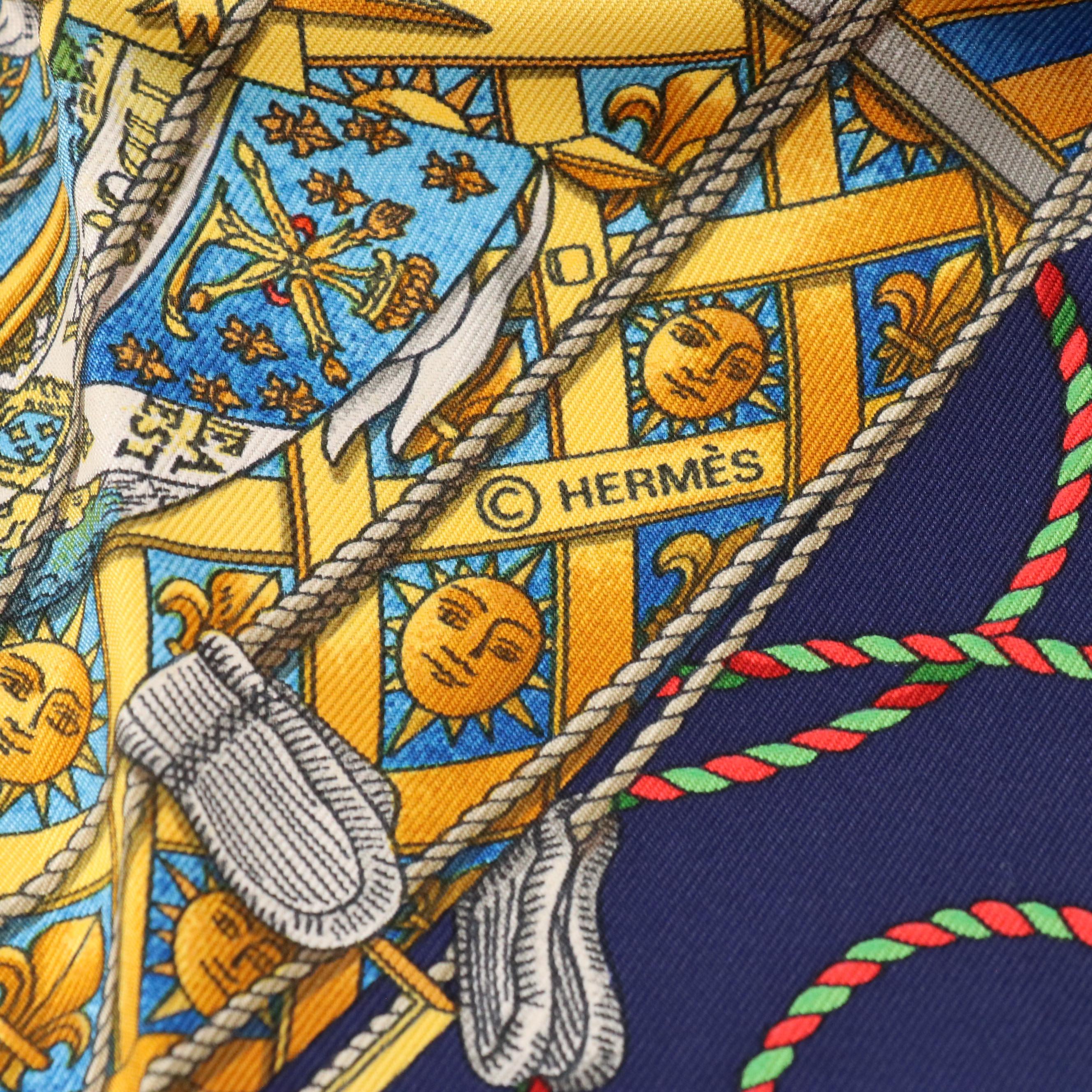 Hermès "Les Tambours" Silk Twill Scarf 90