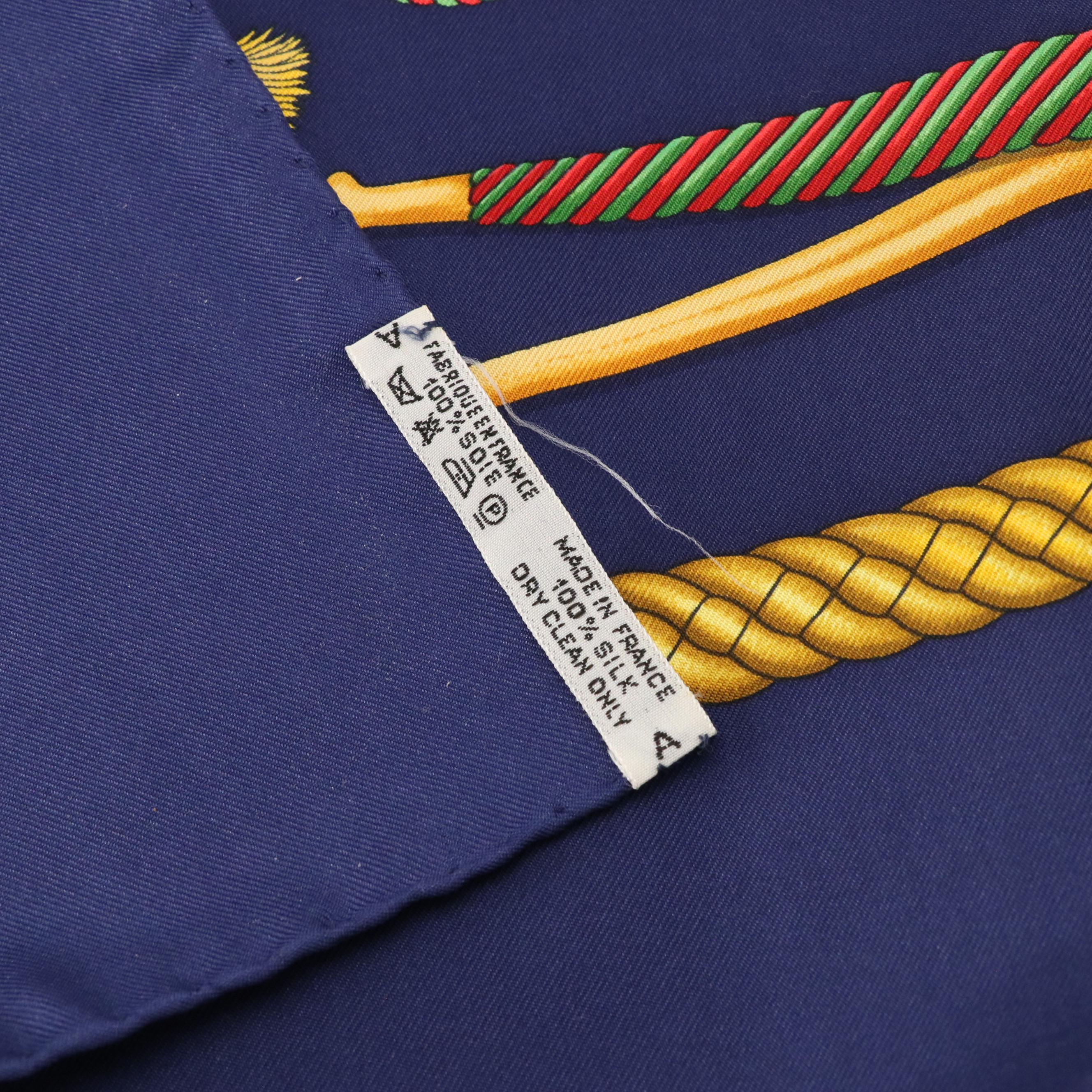 Hermès "Les Tambours" Silk Twill Scarf 90