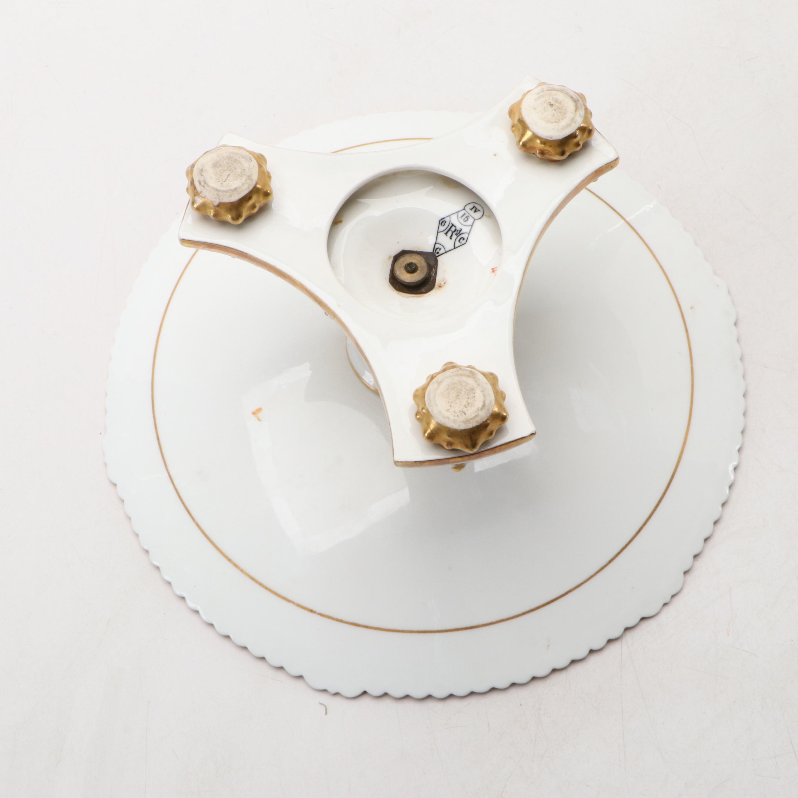 English Porcelain Botanical Pattern Tazza, Late 19th Century