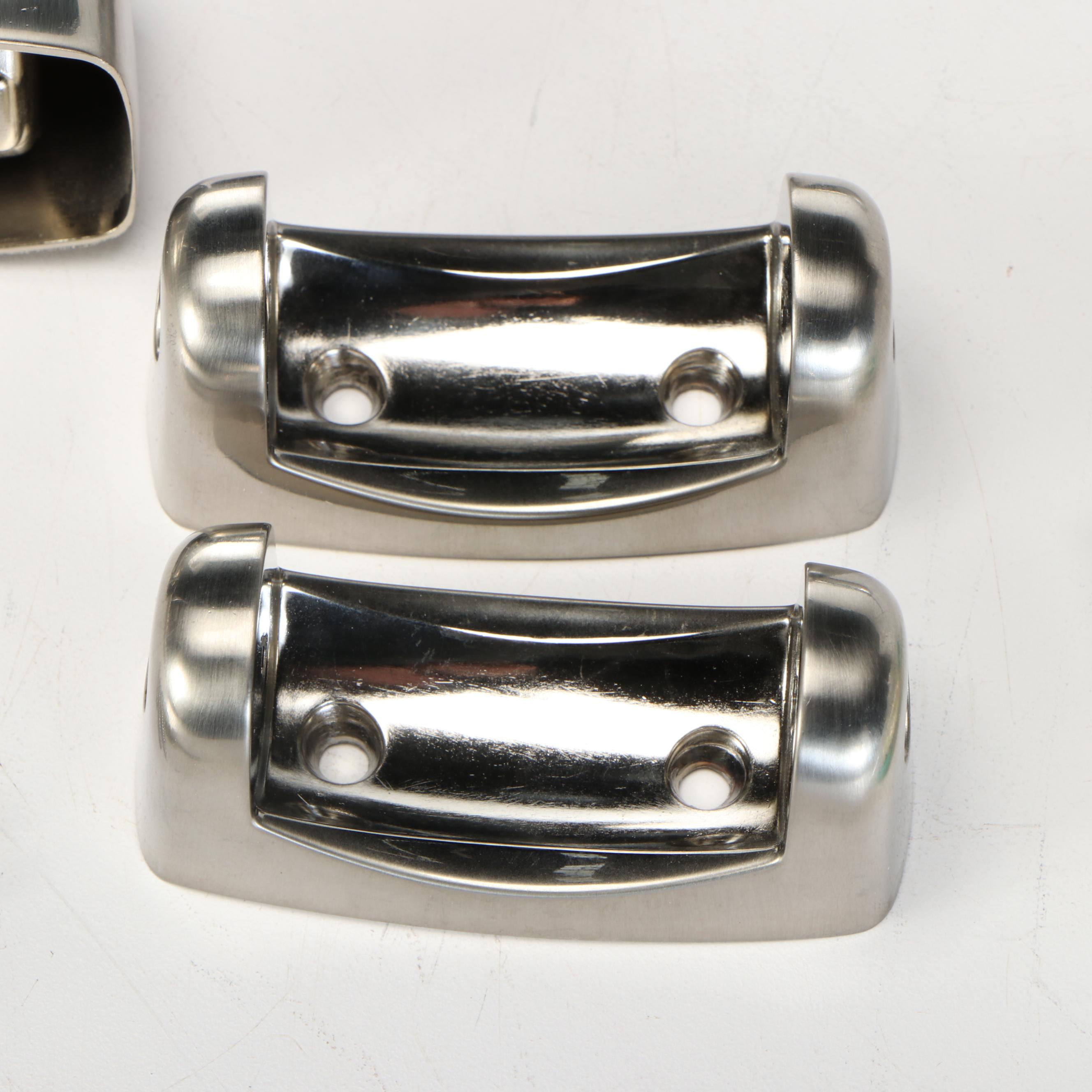 Pair of Brushed Nickel Curved Shower Rods with Wall Mount Hardware