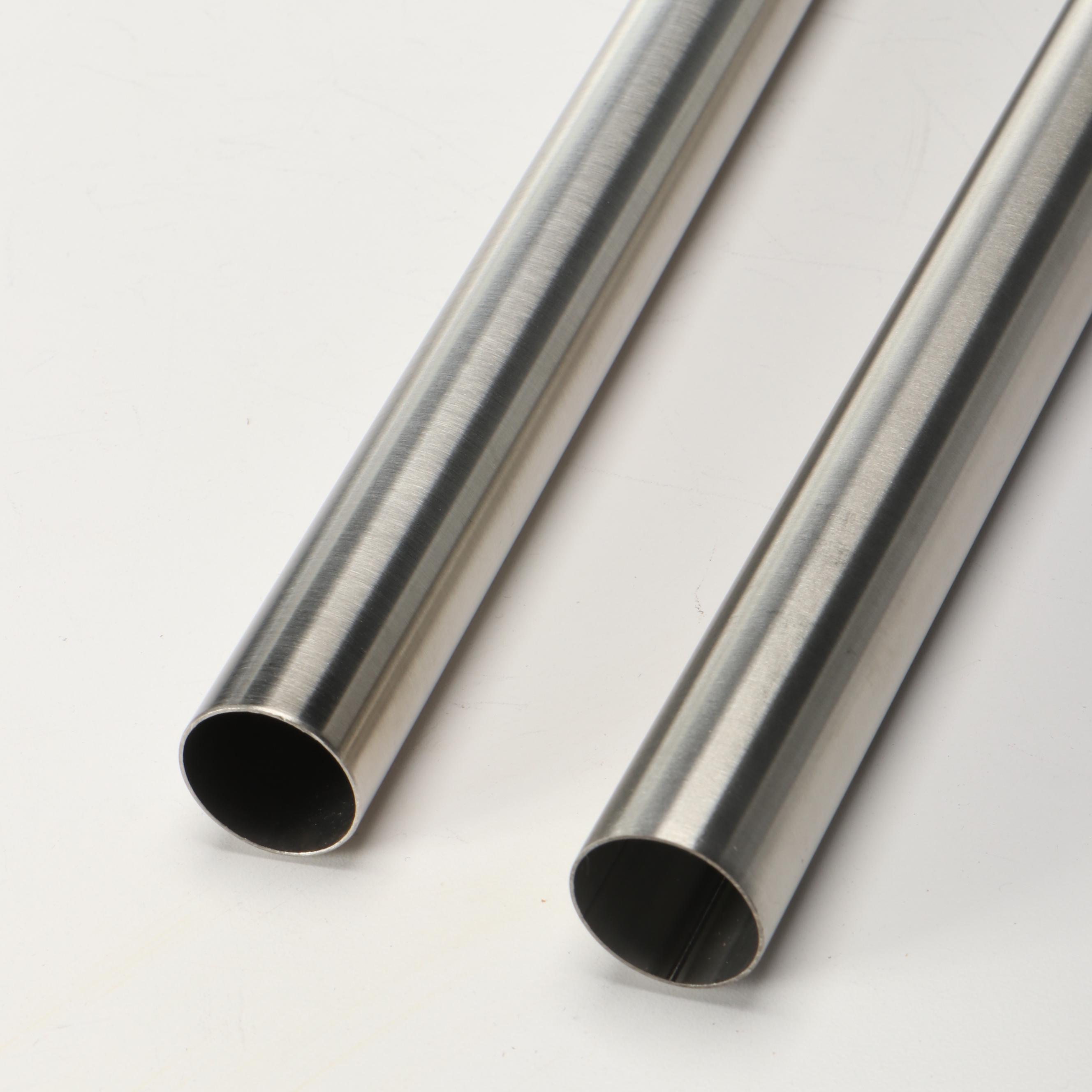 Pair of Brushed Nickel Curved Shower Rods with Wall Mount Hardware