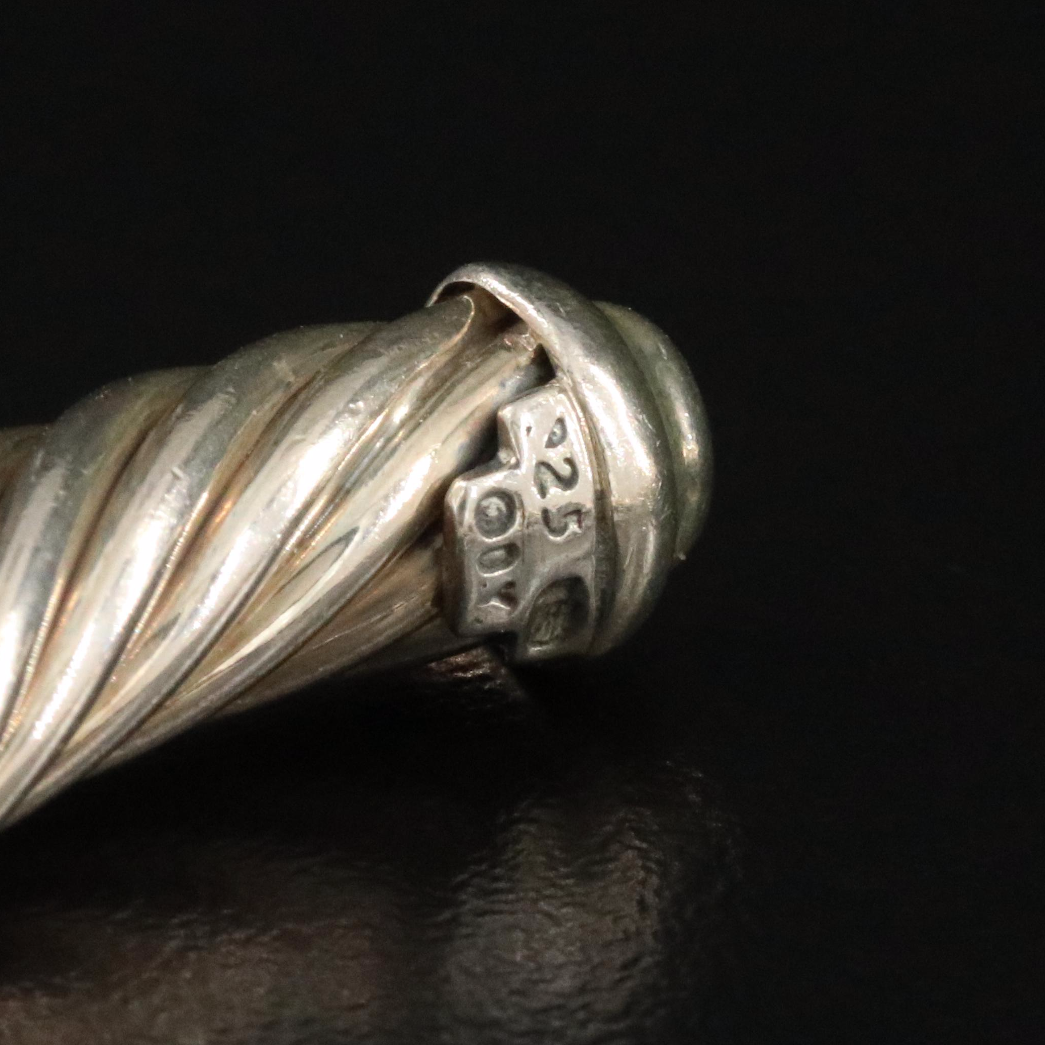 David Yurman Sterling and Diamond Buckle Hinged Cuff Bracelet