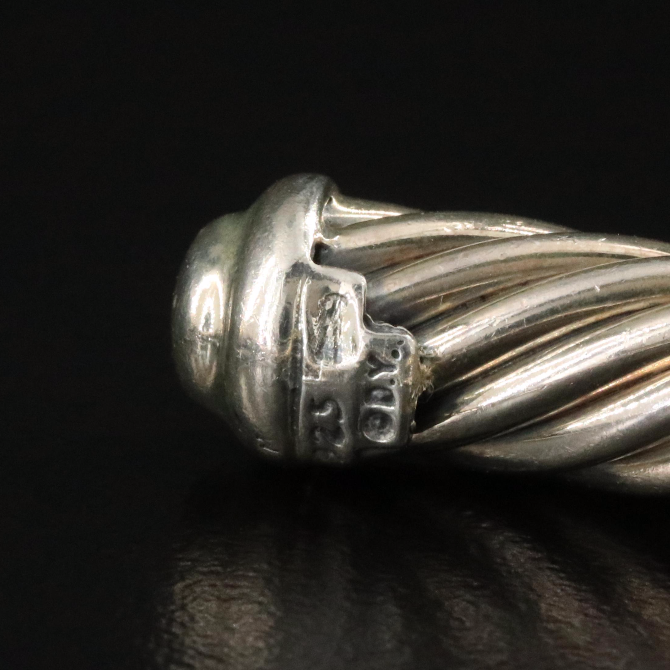 David Yurman Sterling and Diamond Buckle Hinged Cuff Bracelet