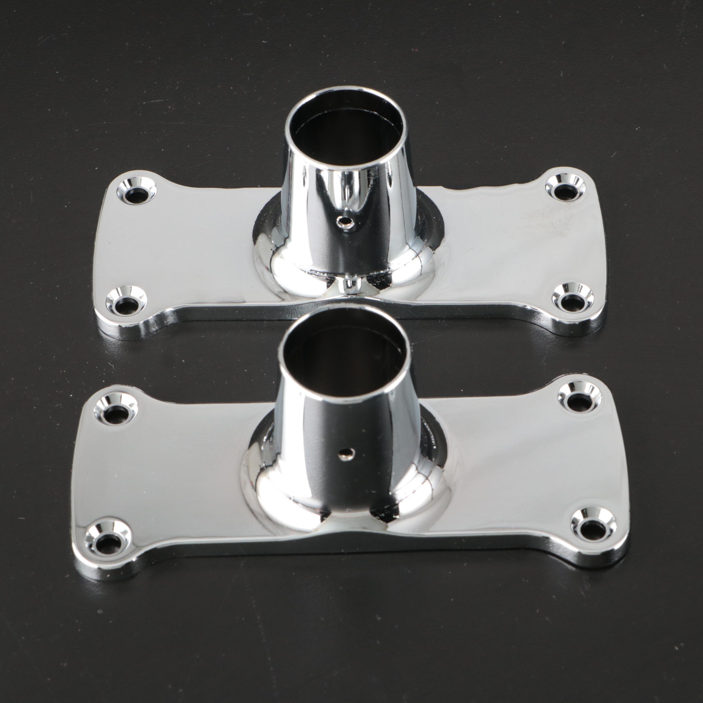 Brushed Nickel Shower Bar with Chrome Flanges, Rod Holders, Handles and More