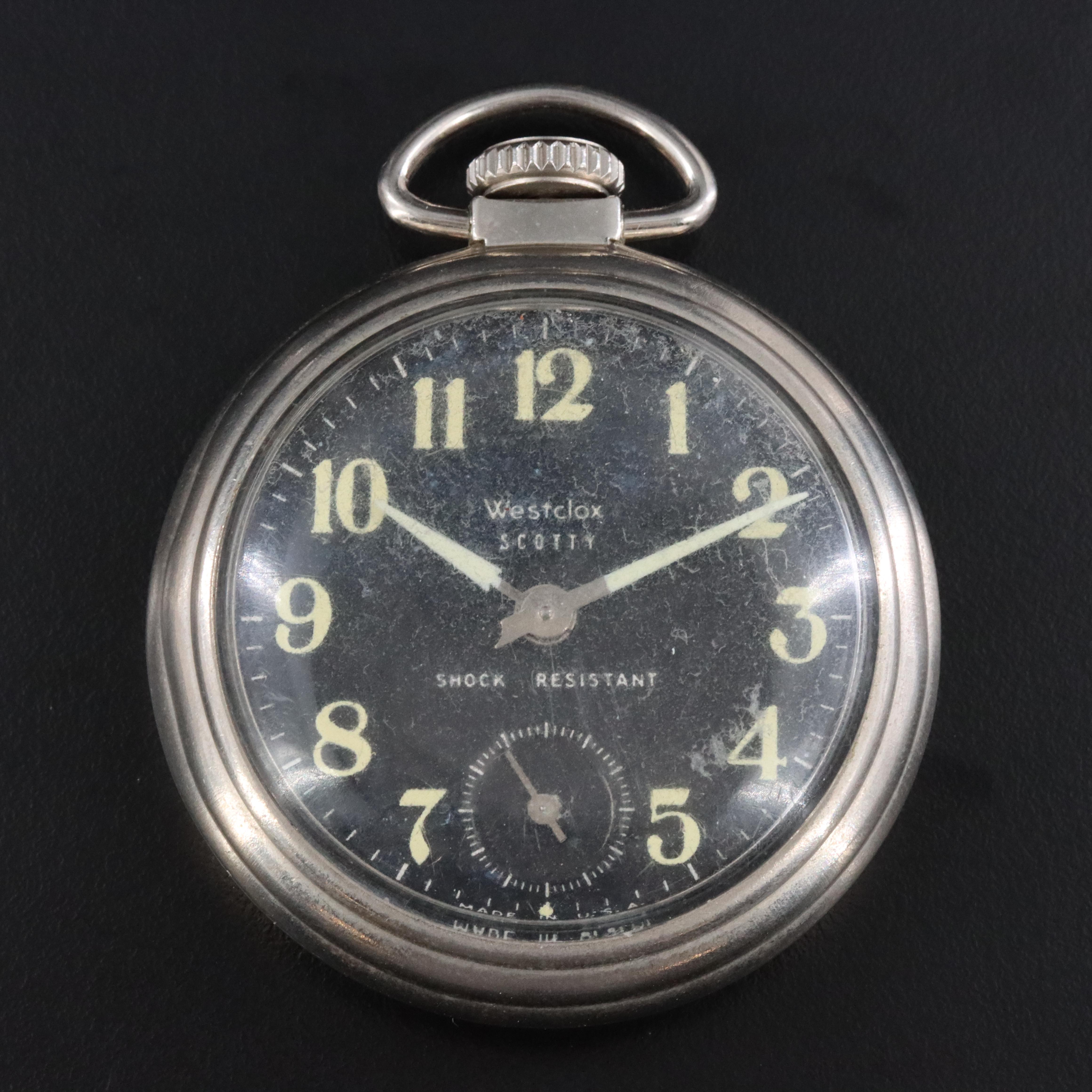 Westclox Scotty Black Dial Pocket Watch