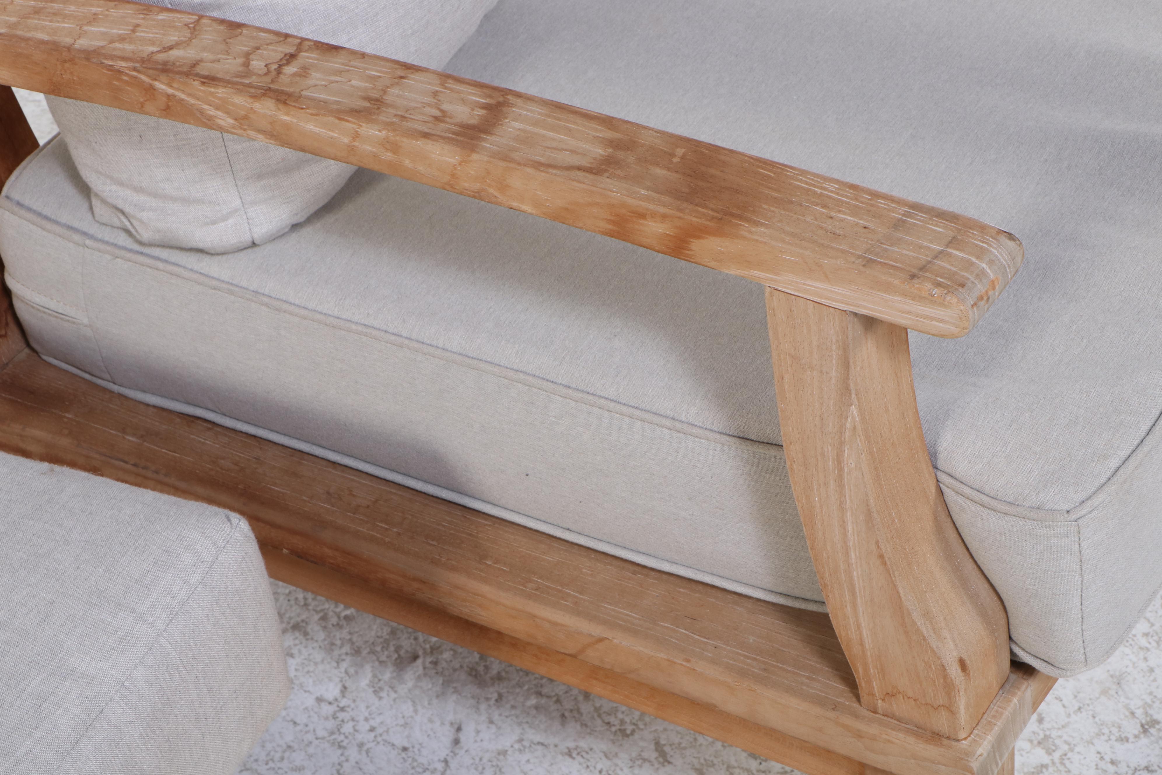 Pair of Contemporary Wood Patio Lounge Chairs