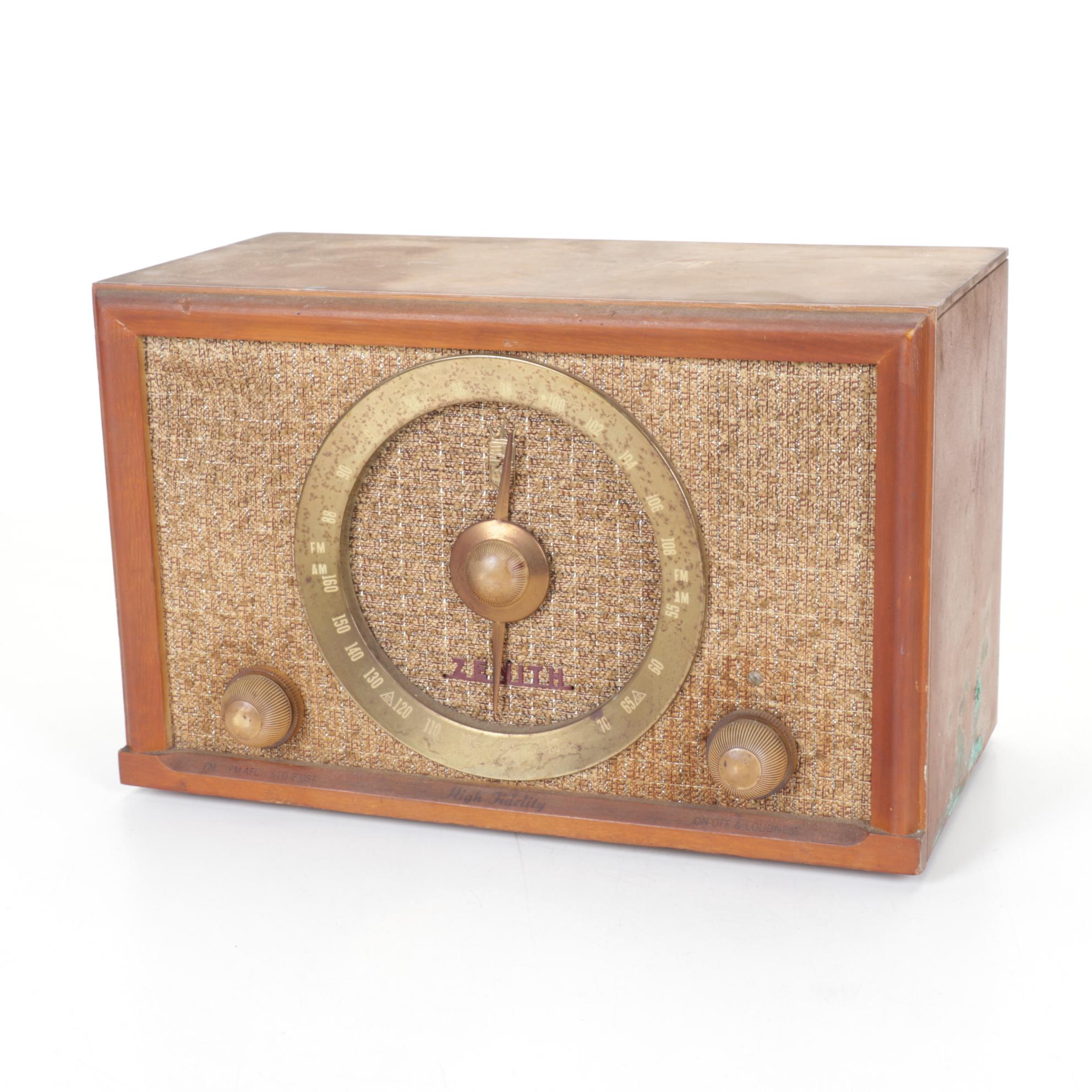 1950s Zenith High Fidelity Wood Tube Radio, Model B835E