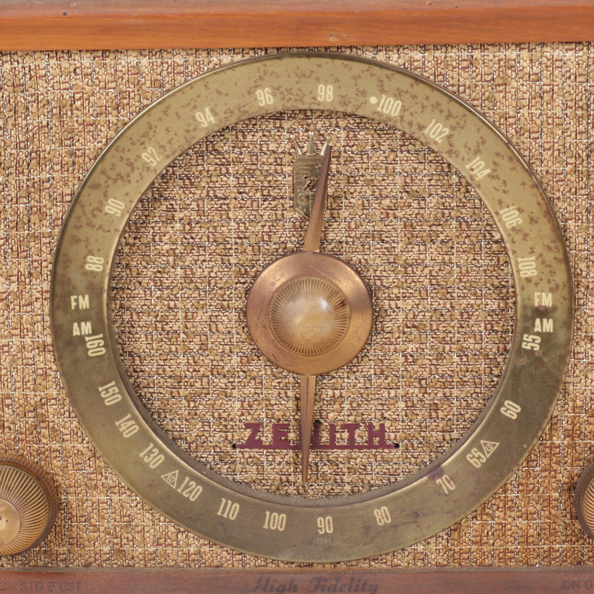 1950s Zenith High Fidelity Wood Tube Radio, Model B835E