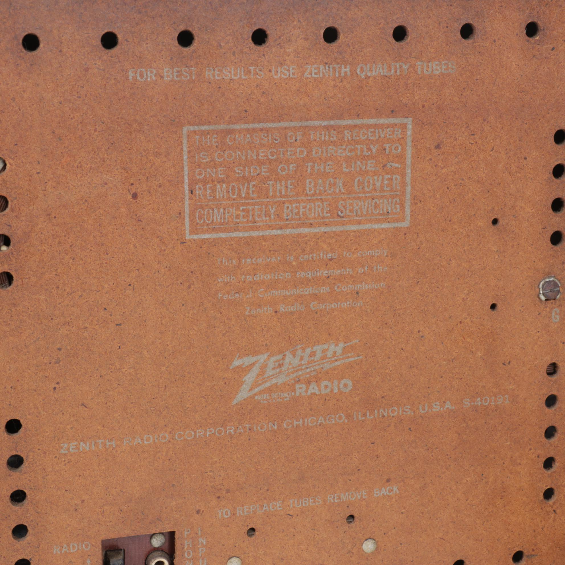 1950s Zenith High Fidelity Wood Tube Radio, Model B835E