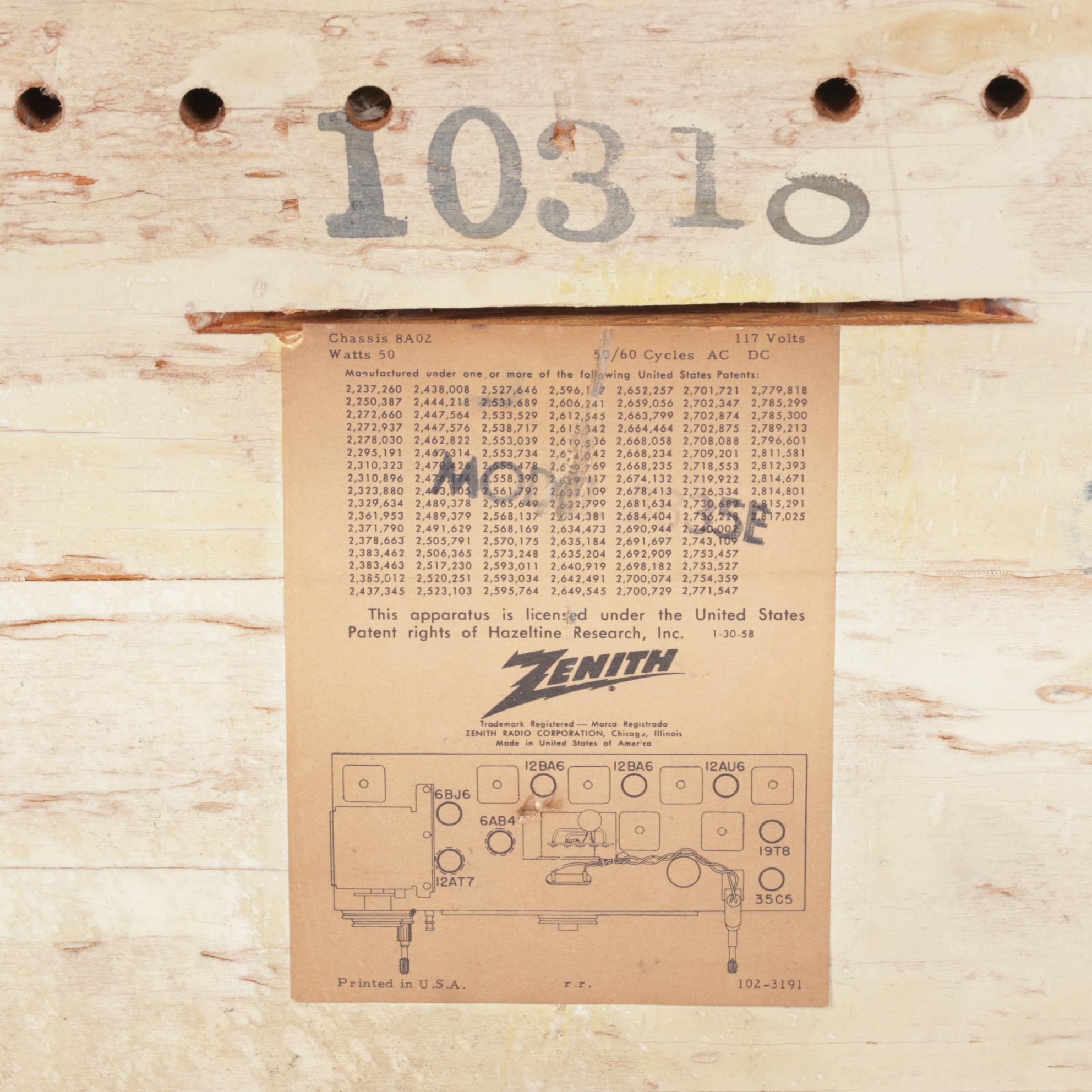 1950s Zenith High Fidelity Wood Tube Radio, Model B835E