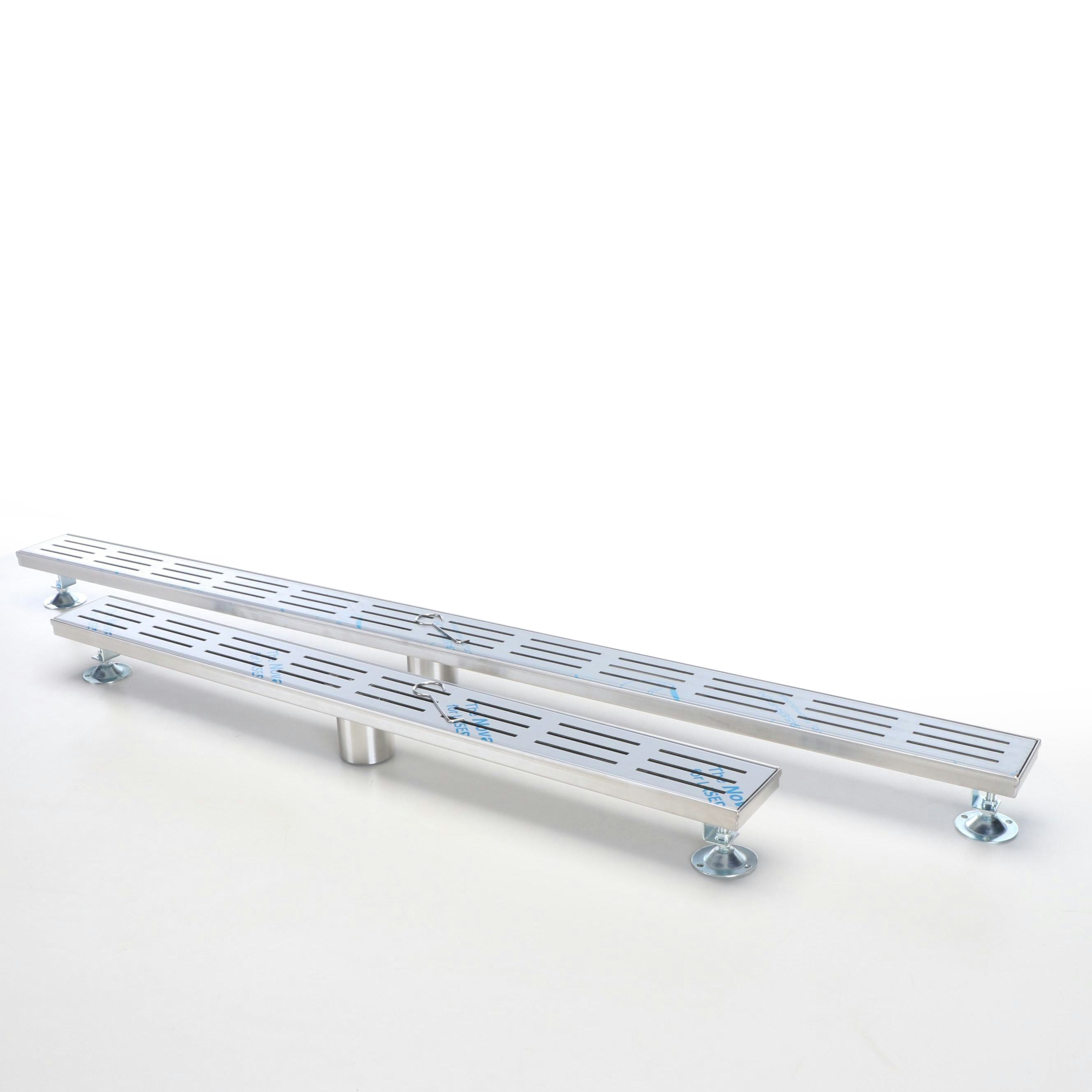 Polished Stainless Steel Outdoor Linear Shower Drains, 32" and 48"