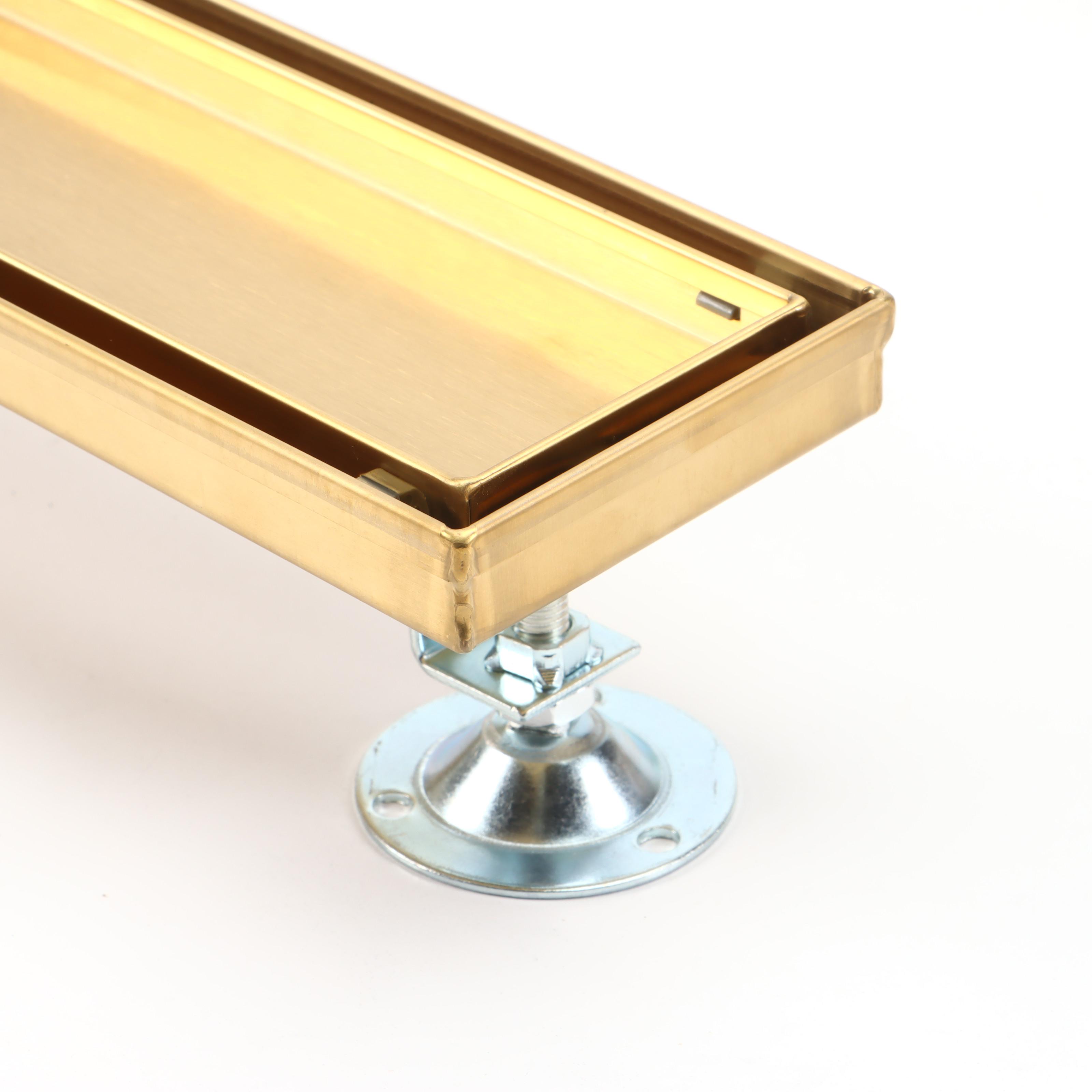 24" Linear Tile-In and Other Linear Shower Drains in Polished Brass Finish