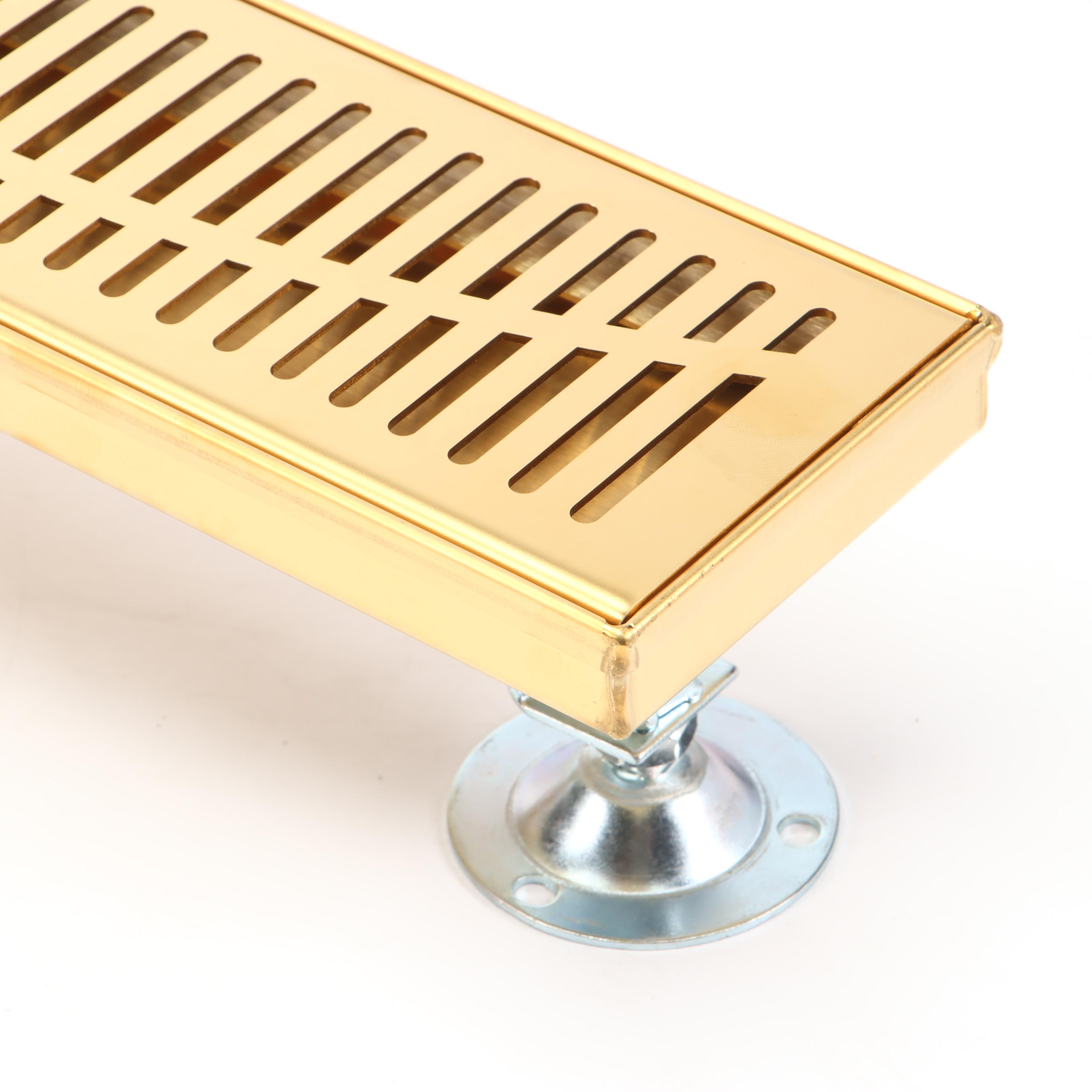 24" Linear Tile-In and Other Linear Shower Drains in Polished Brass Finish