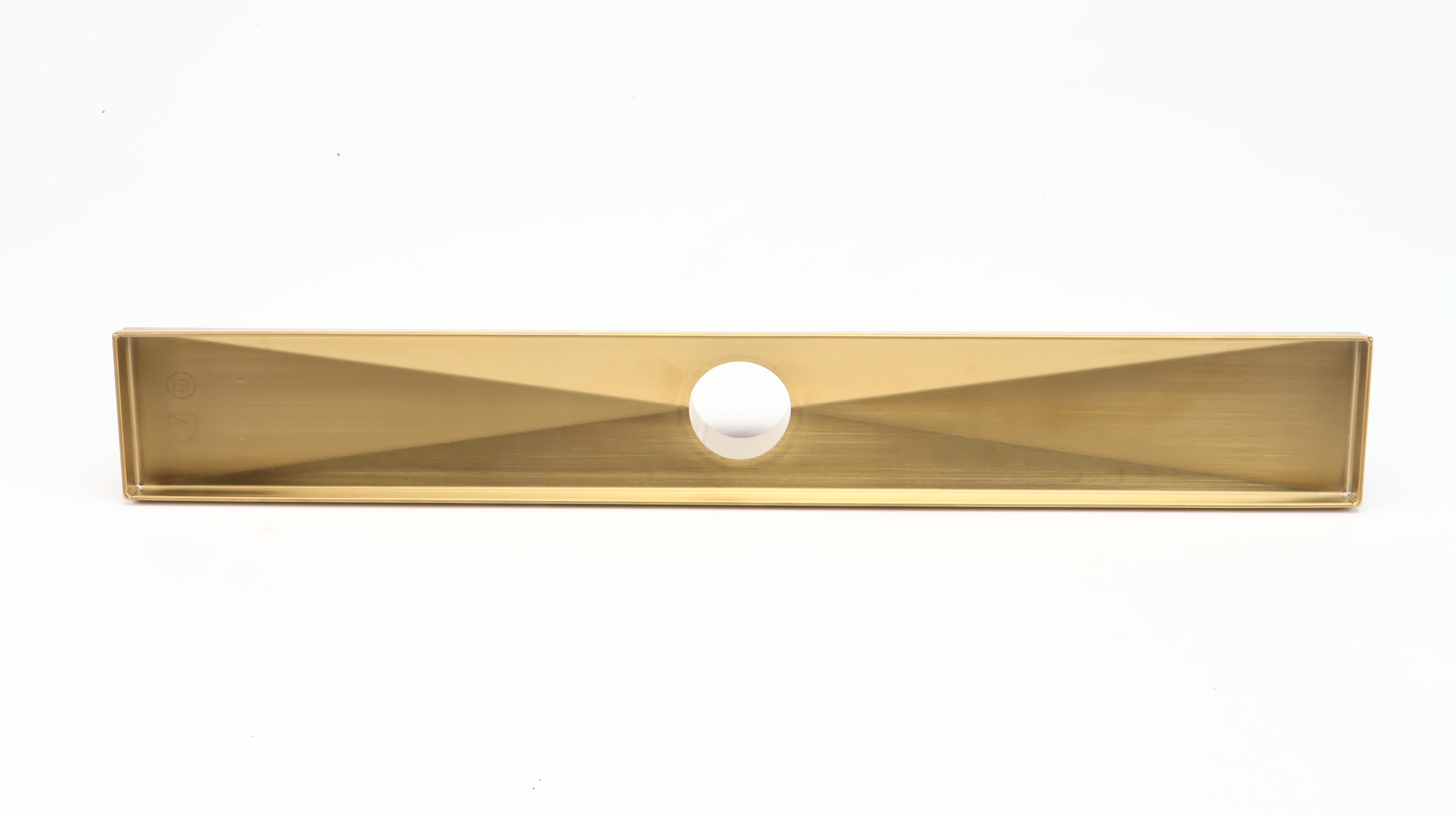 24" Linear Tile-In and Other Linear Shower Drains in Polished Brass Finish