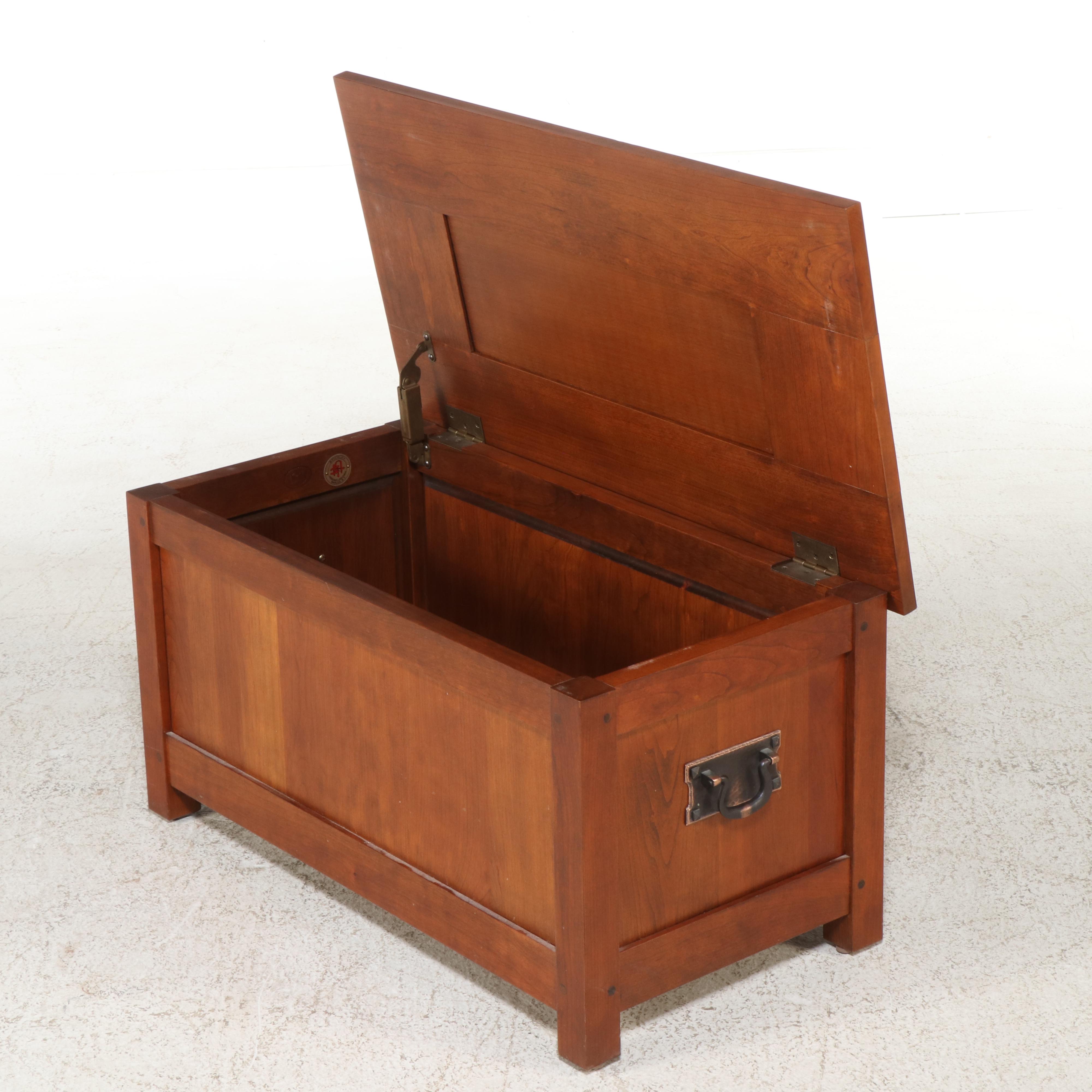 Stickley Arts & Crafts Style Cherrywood, Marquetry, and Cedar Blanket Chest