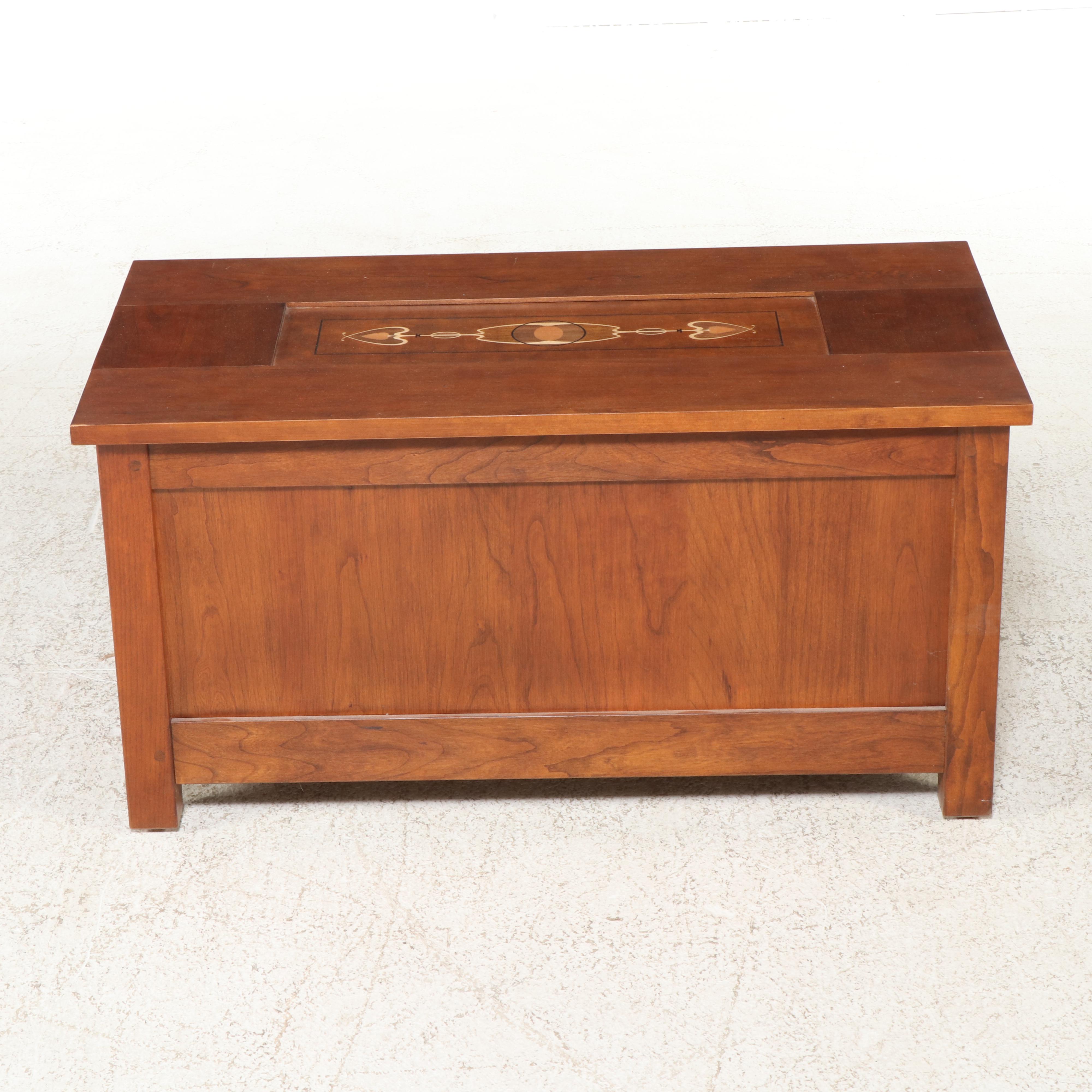 Stickley Arts & Crafts Style Cherrywood, Marquetry, and Cedar Blanket Chest