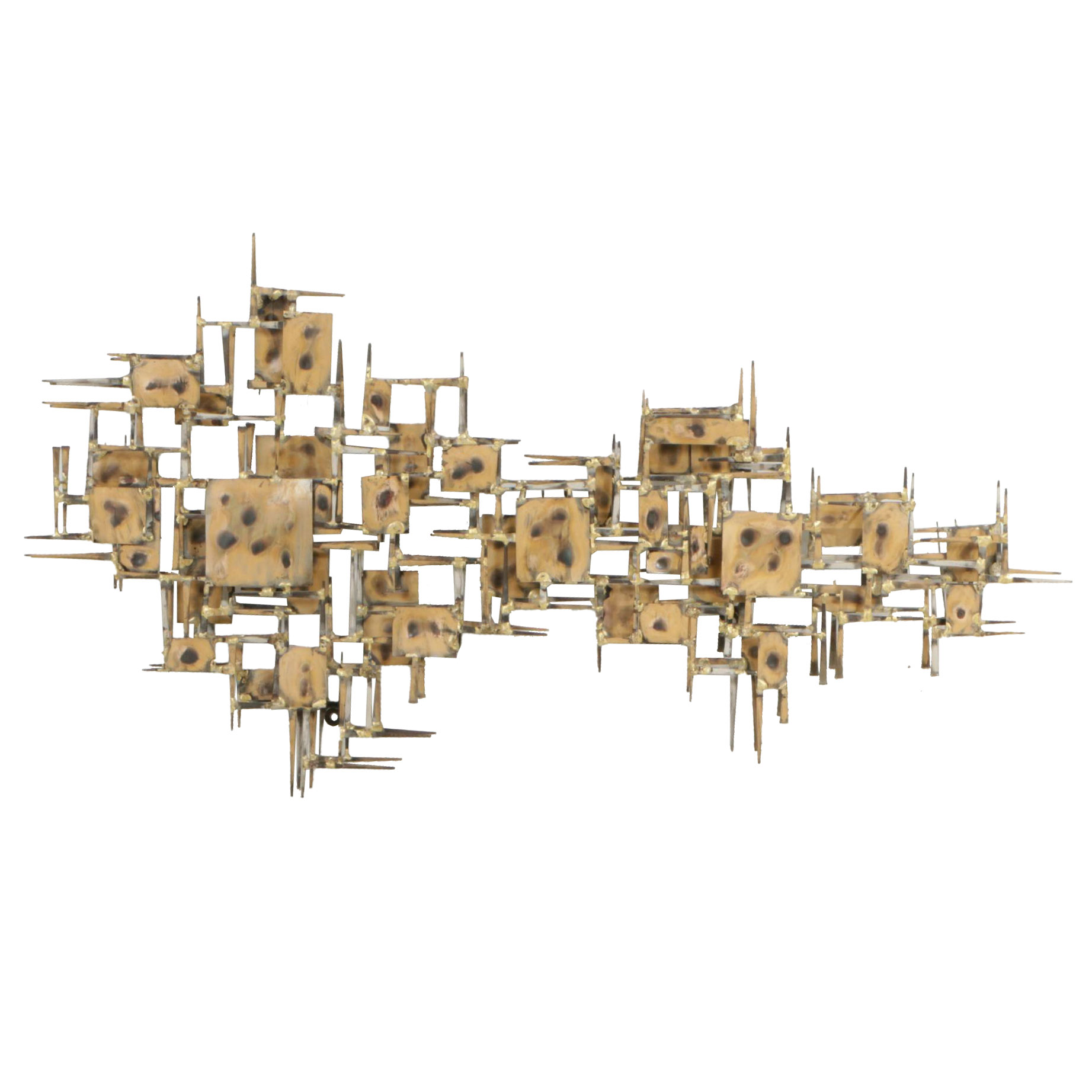Marc Weinstein Brutalist Welded Nail and Sheet Metal Wall Sculpture