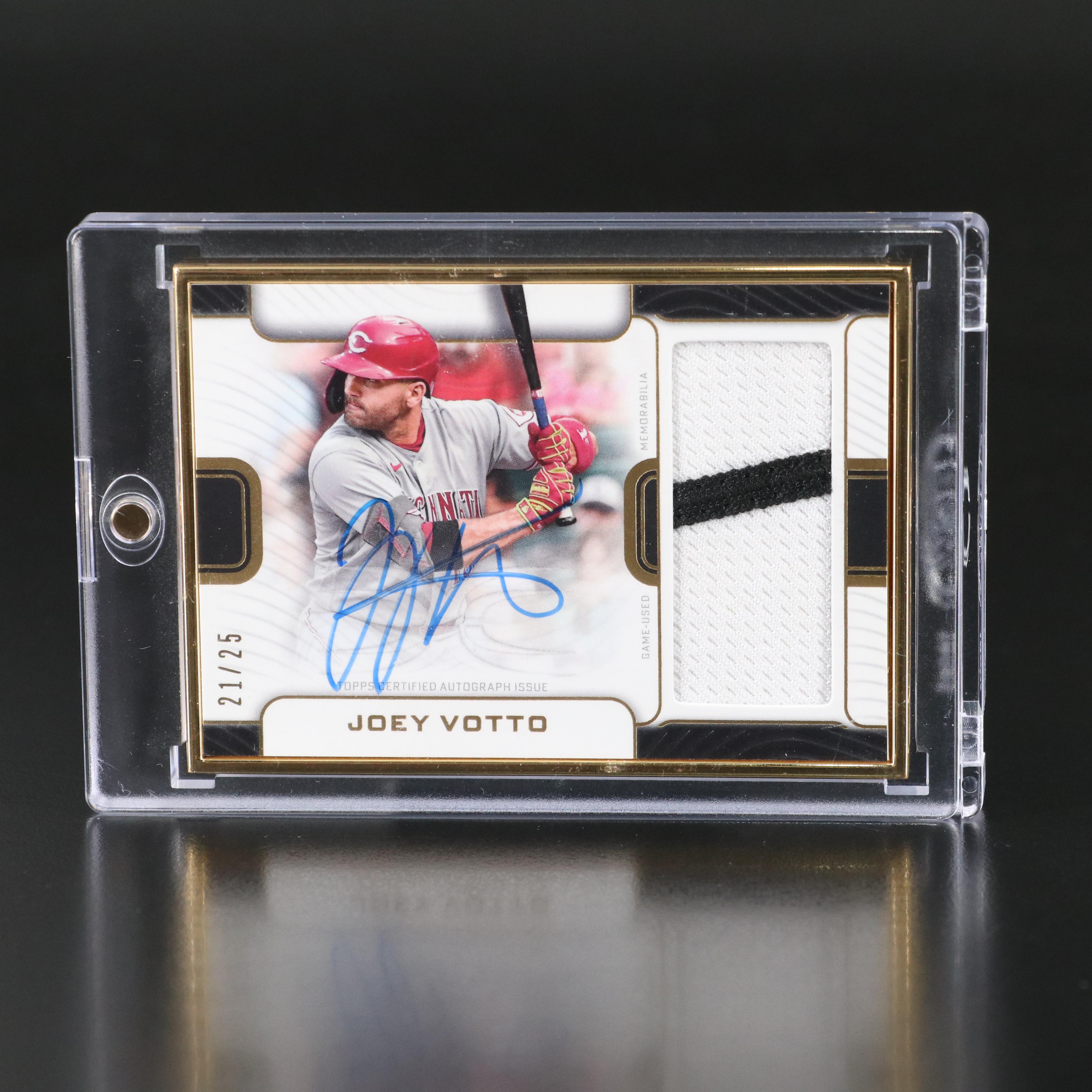 2023 Topps Definitive Collection Joey Votto Signed Baseball Card #ed 21/25