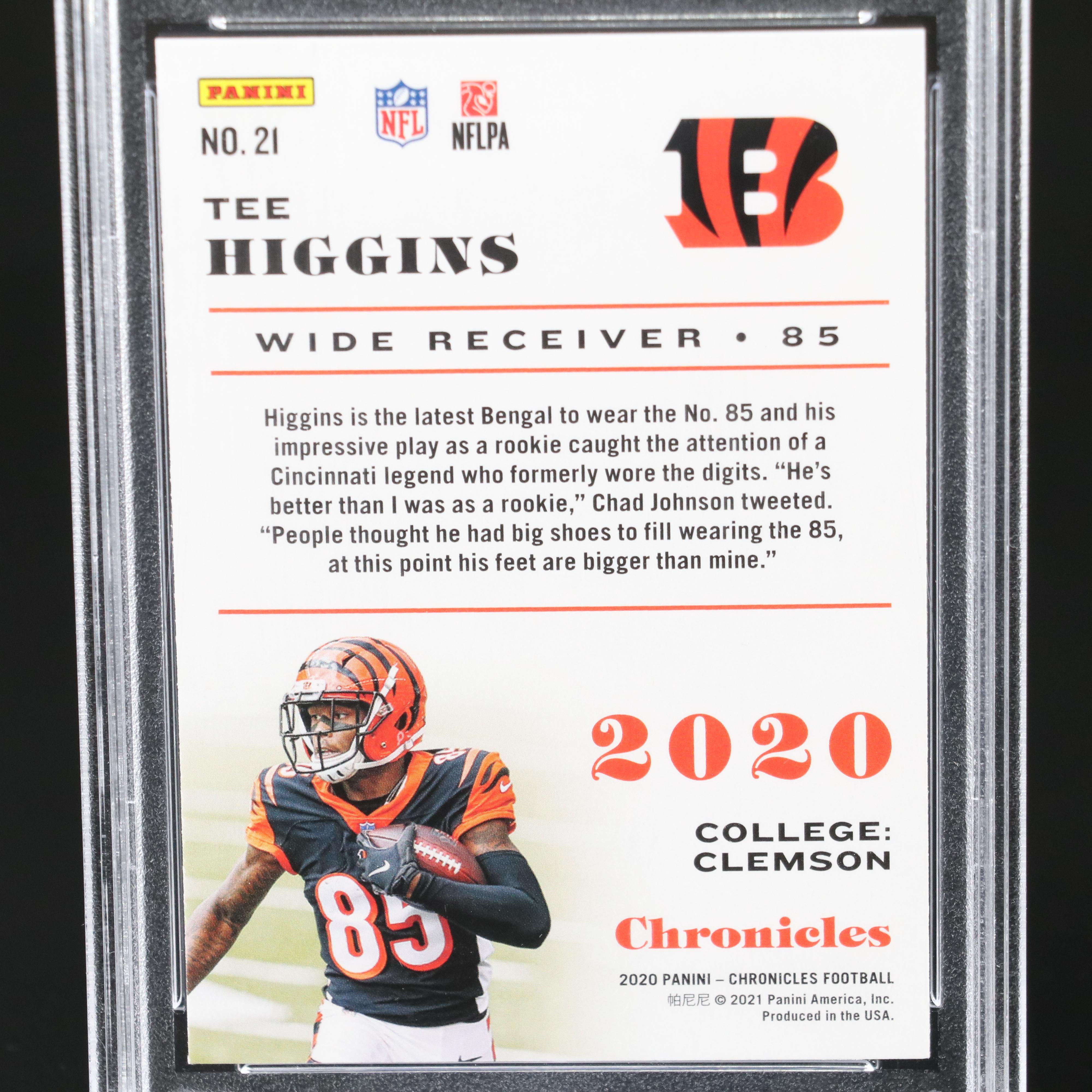 2020 Chronicles Tee Higgins Cincinnati Bengals Rookie Card Graded PSA 10