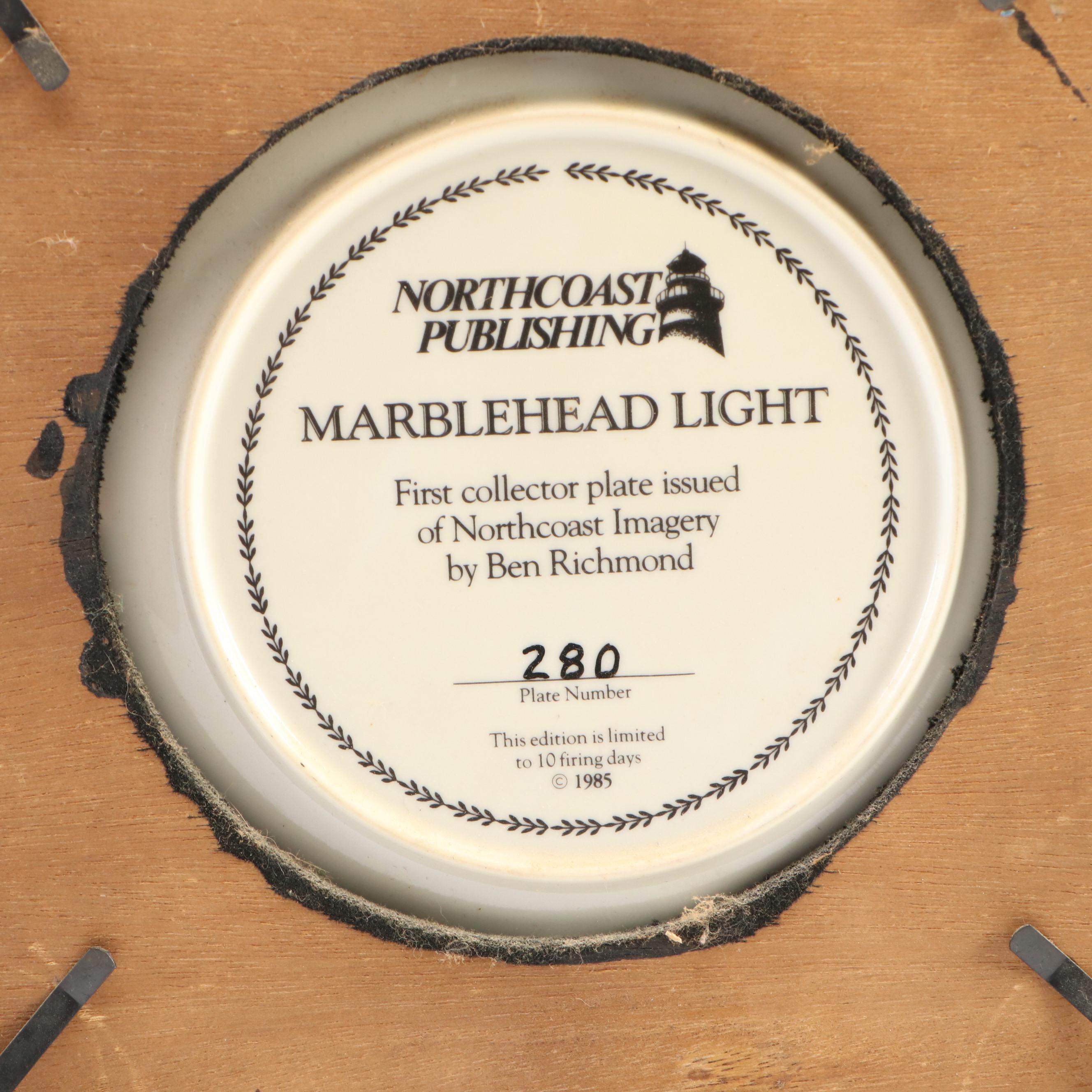 Ben Richmond for Northcoast "Marblehead Light" Porcelain Collector Plate, 1985