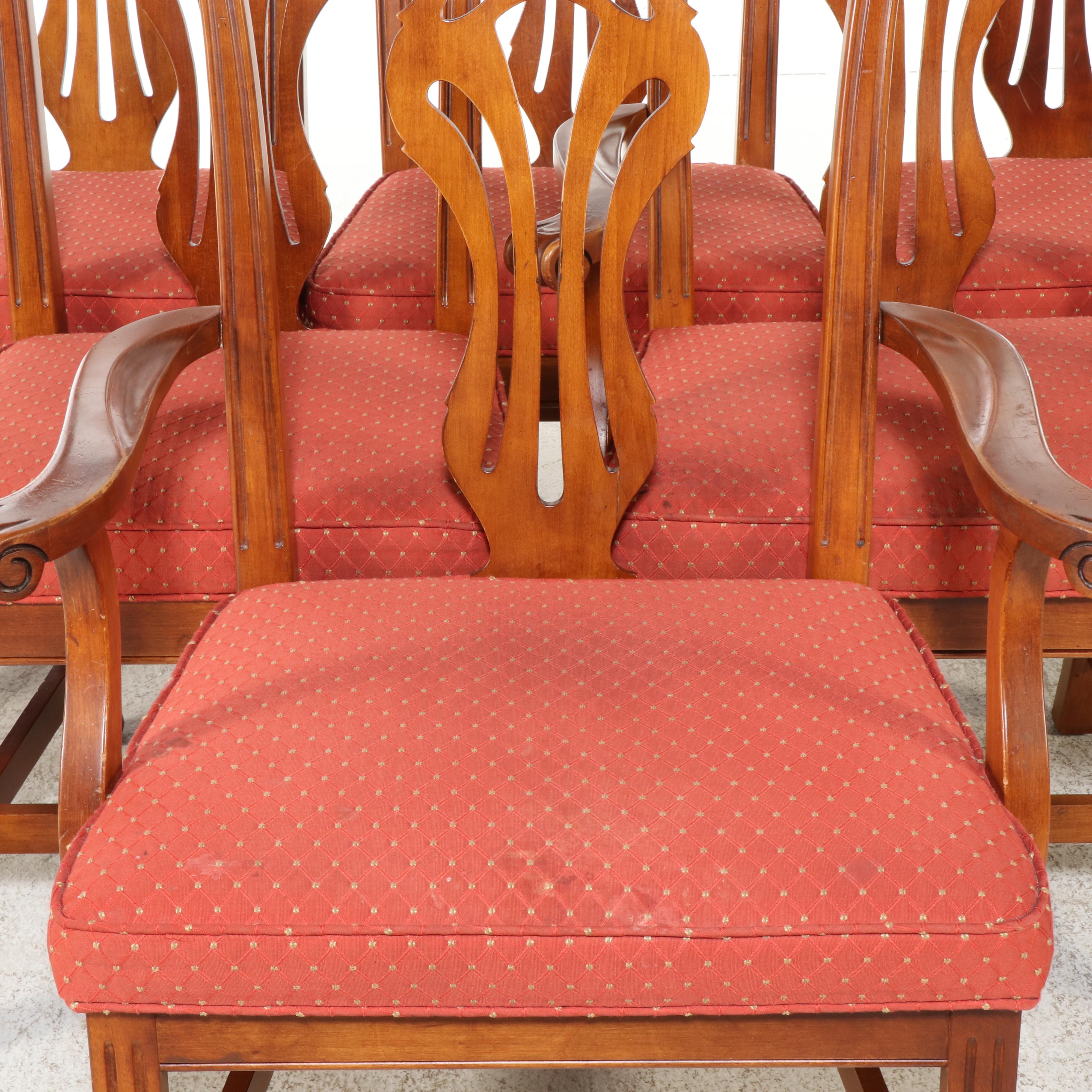 Set of Six Knob Creek Chippendale Style Carved Wood Dining Chairs, Late 20th C.