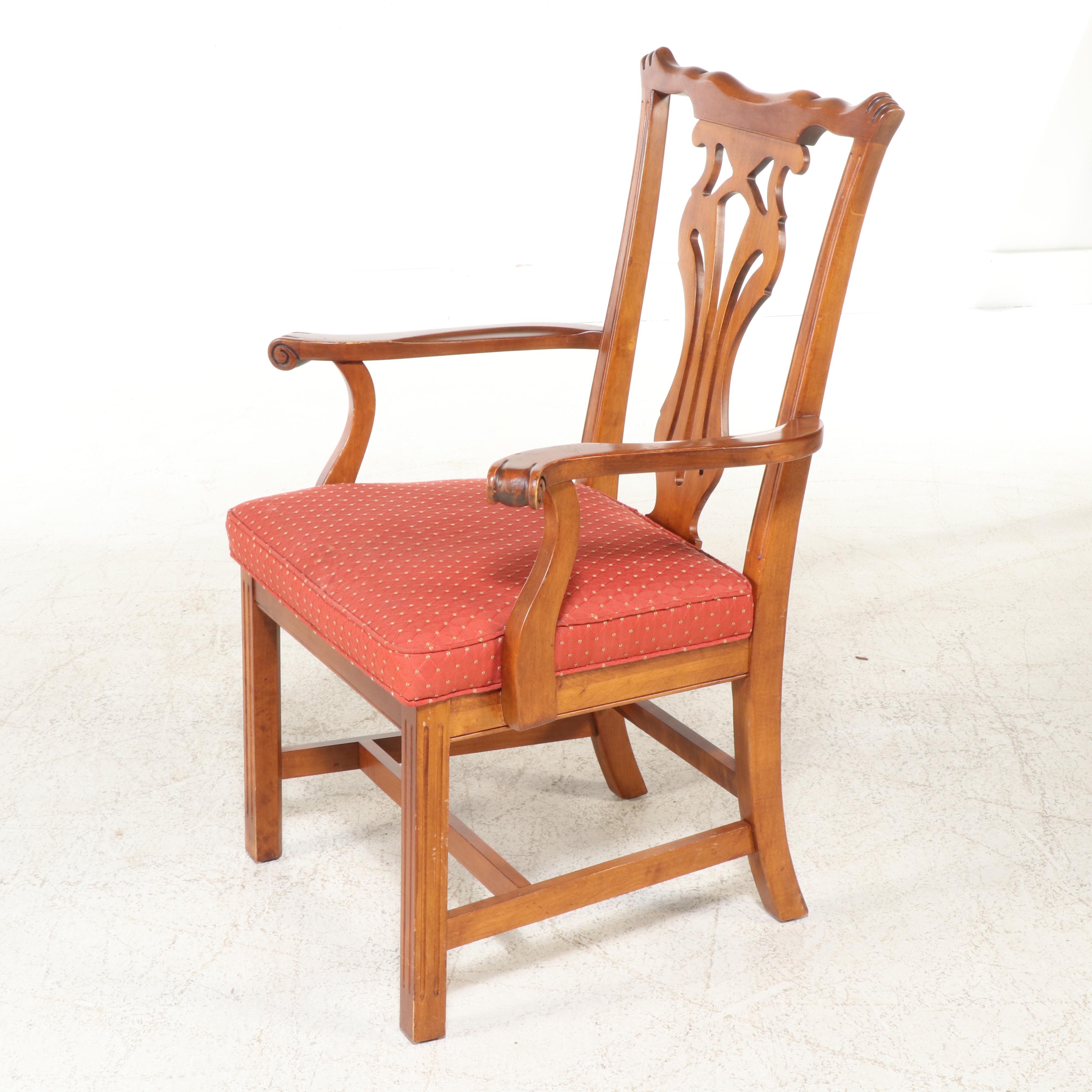 Set of Six Knob Creek Chippendale Style Carved Wood Dining Chairs, Late 20th C.
