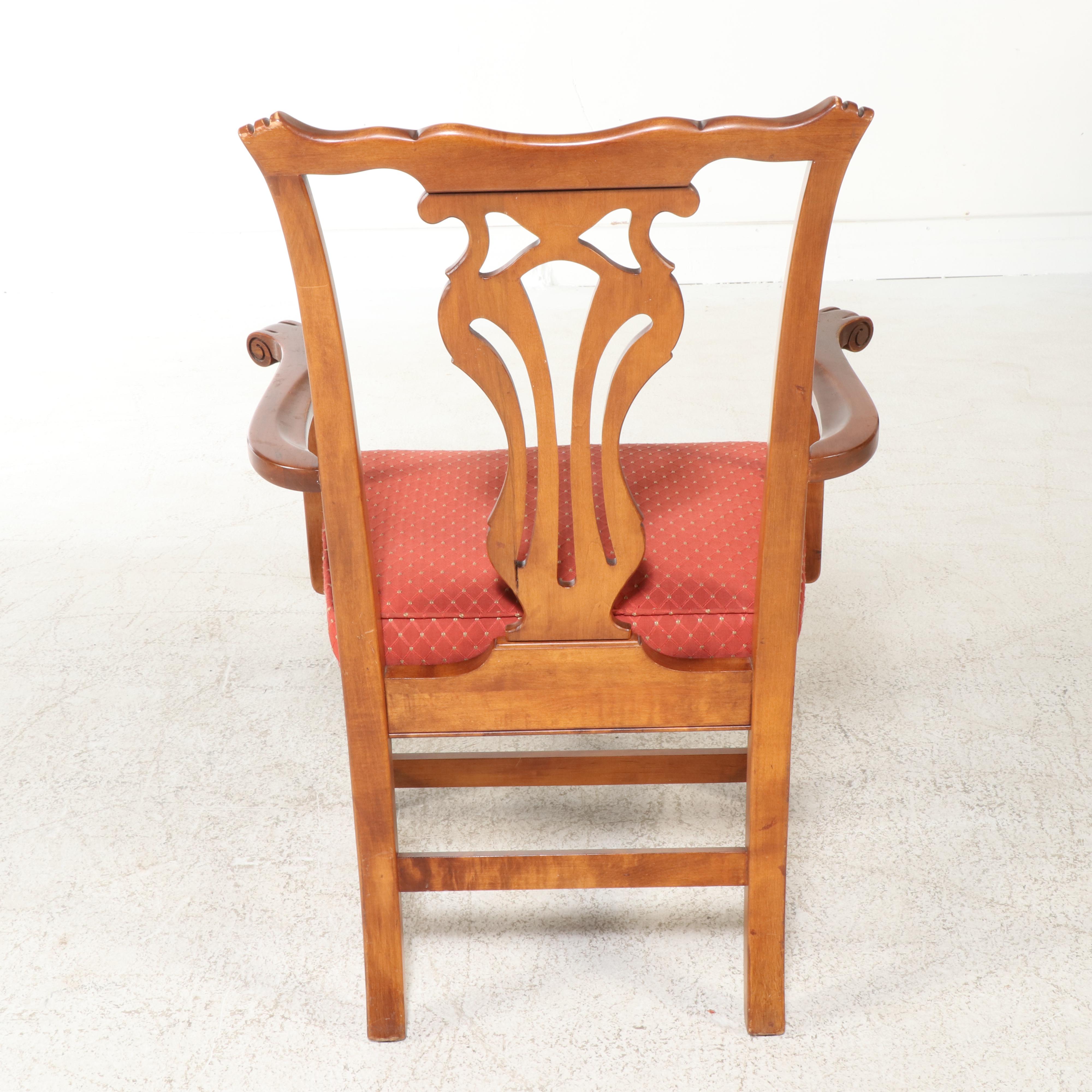 Set of Six Knob Creek Chippendale Style Carved Wood Dining Chairs, Late 20th C.