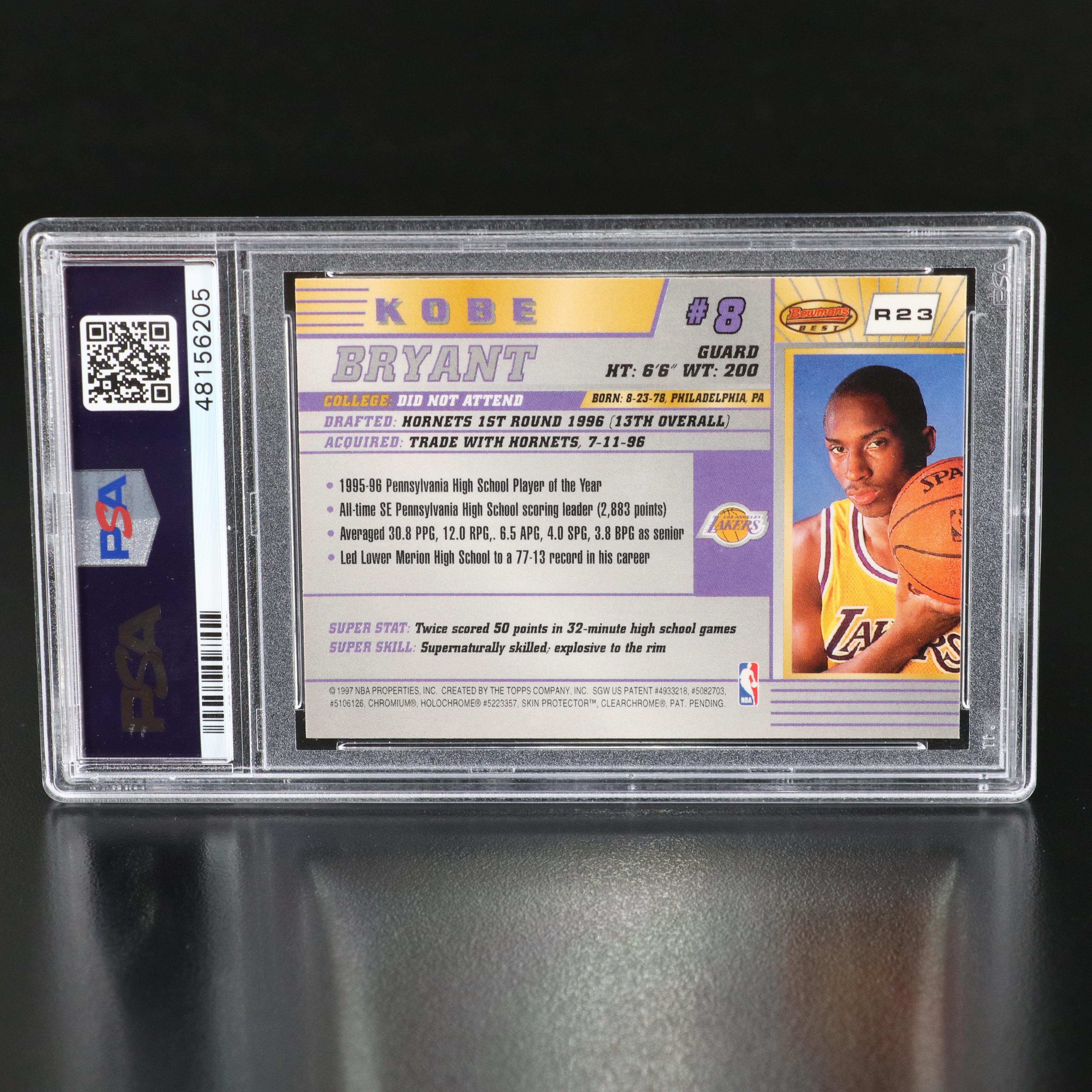 1996 Bowman’s Best Kobe Bryant Rookie Basketball Card Graded PSA 9