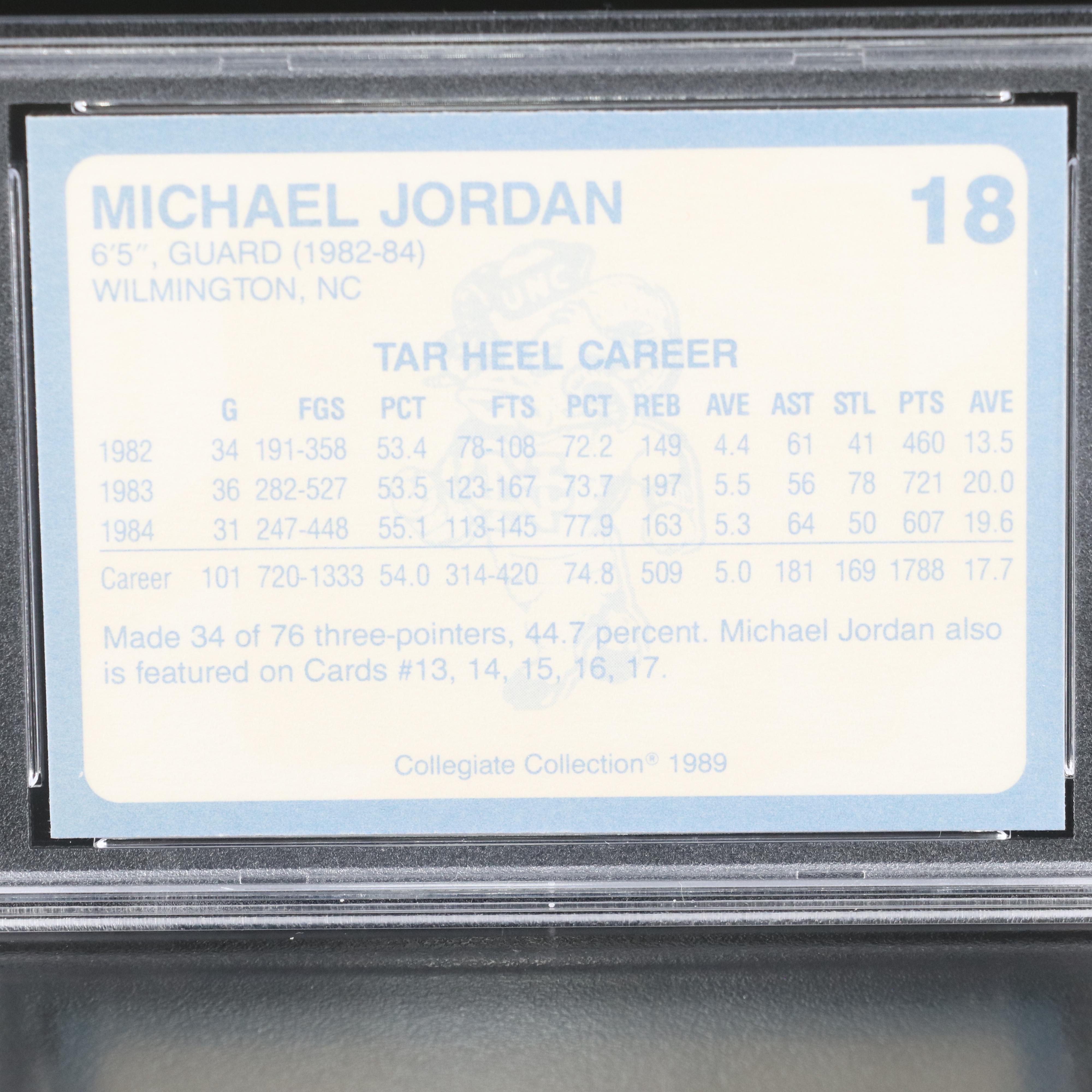 1989 Collegiate Collection Michael Jordan Basketball Card Graded PSA 9