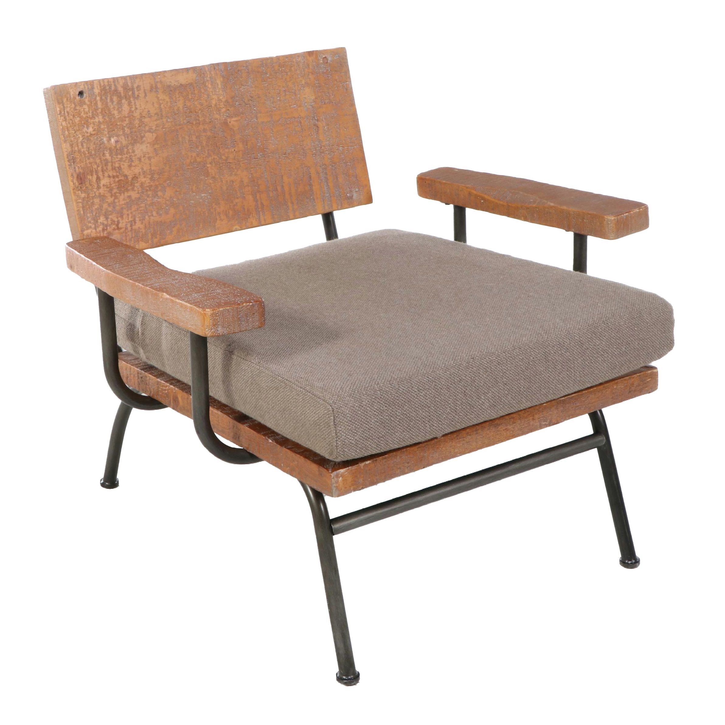 Furniture of America Industrial Style Wood and Metal Lounge Chair