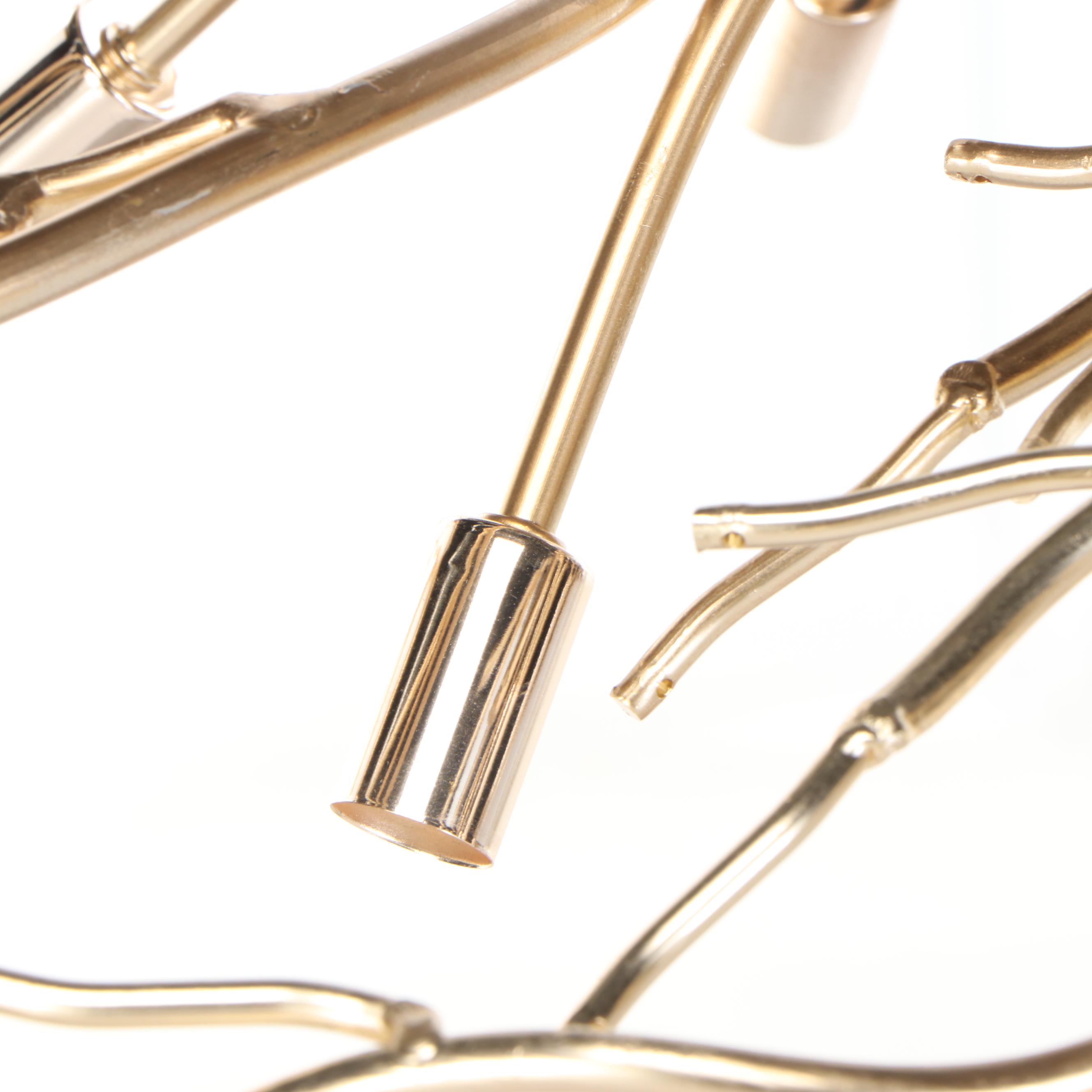 Luxe Gilt Metal Branchwork Chandelier with Hanging Crystal Bead Icicles