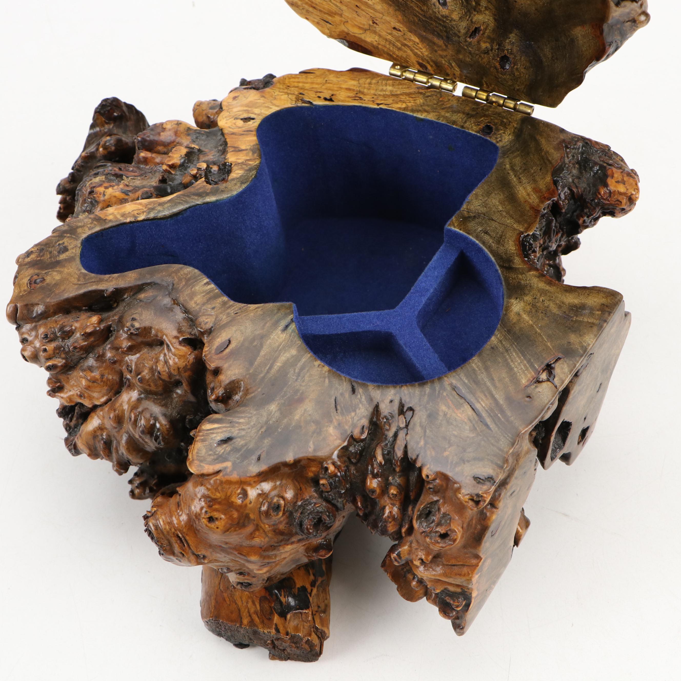 Thomas K. Dillard Live Edge Buckeye Burl Wood Jewelry Box, 1999