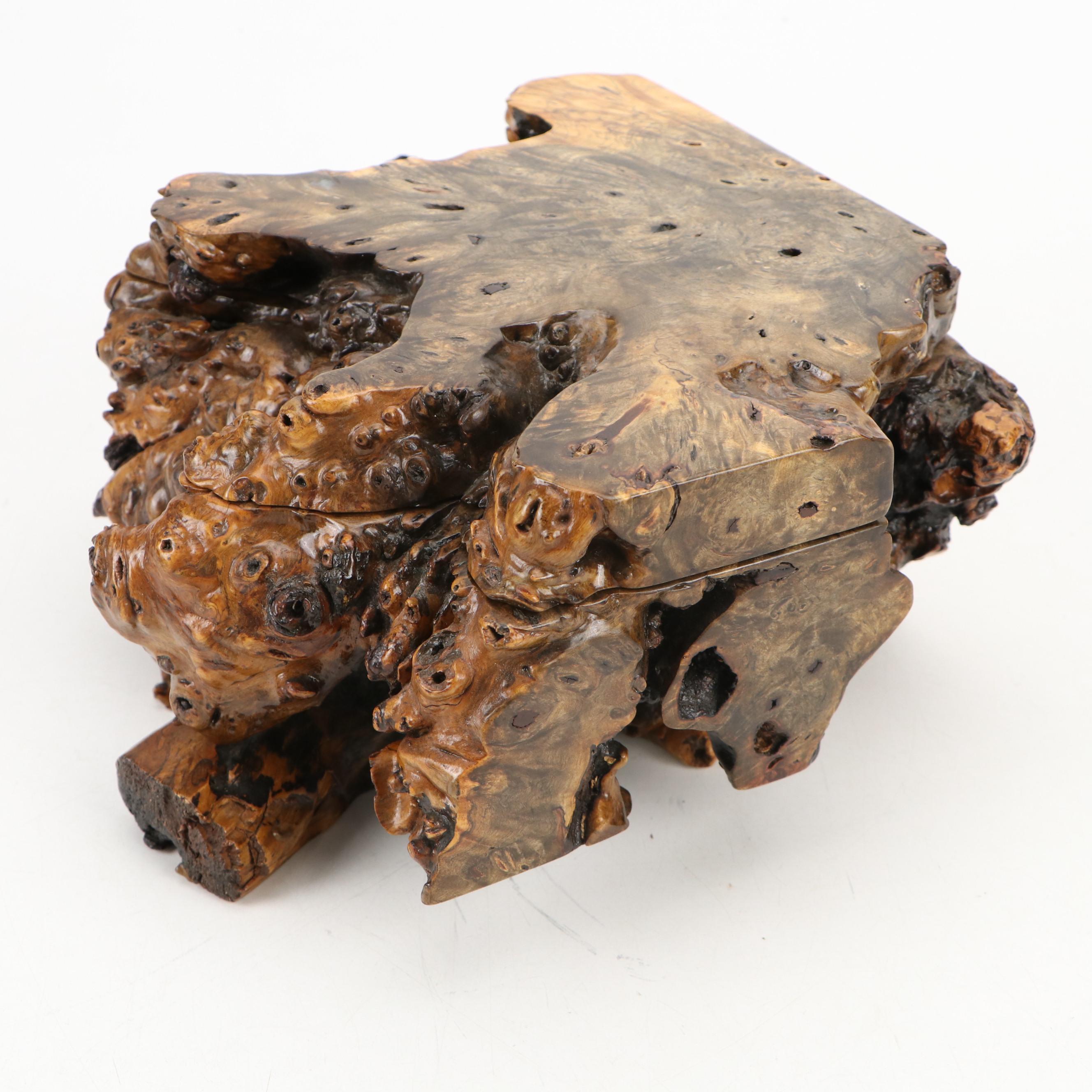 Thomas K. Dillard Live Edge Buckeye Burl Wood Jewelry Box, 1999